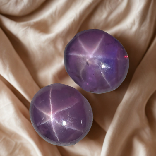 Natural Ceylon Purple Star Sapphire Pair 1.21 Ct – Unheated 4.7mm