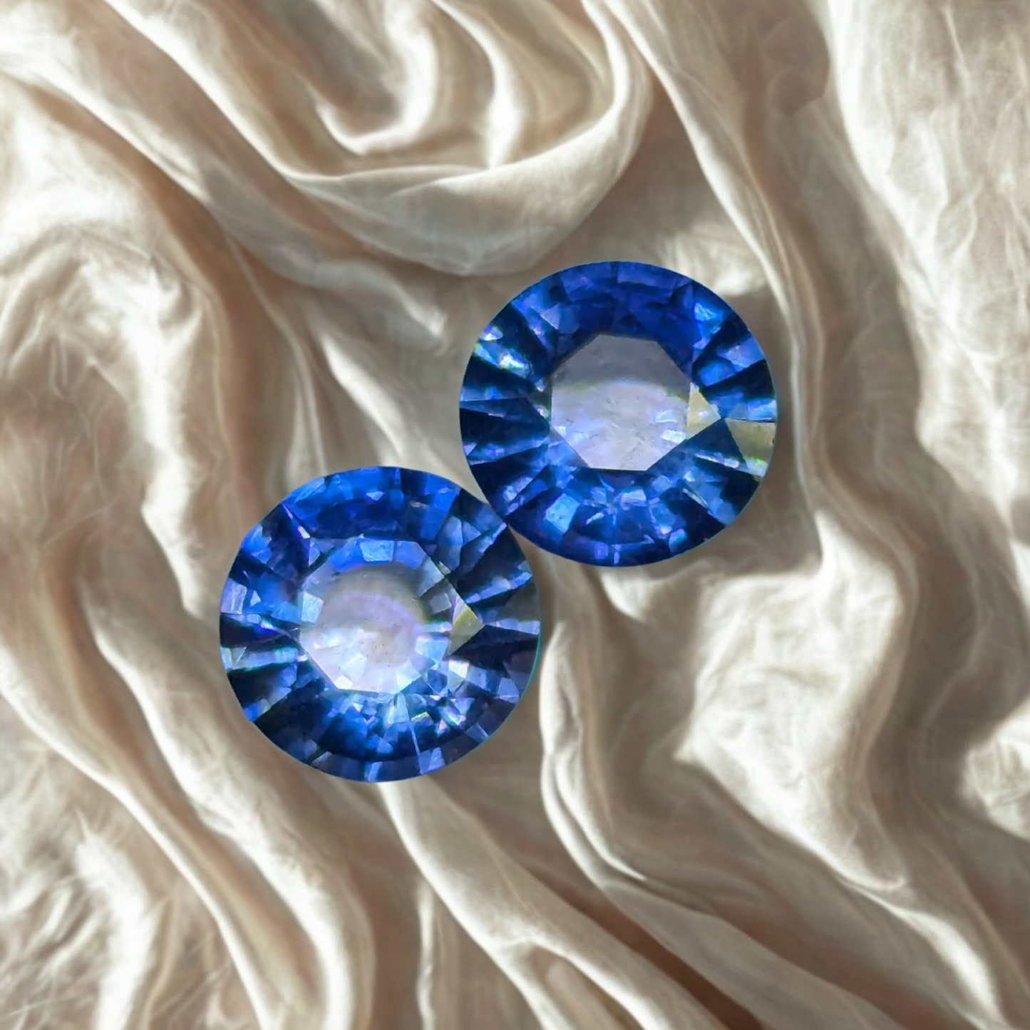 Natural Ceylon Blue Sapphire Pair 1.10Ct Round 5.1mm | Clean Matching Heated Sapphire Gemstones | Sri Lanka Rathnapura Origin