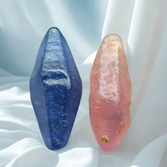 Natural Blue and Padparadscha Sapphire Crystals 3.52ct Pair