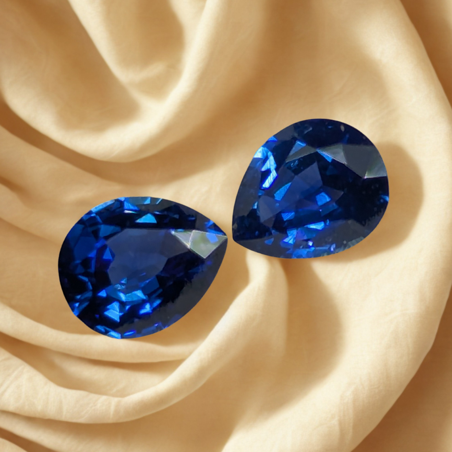 Natural Royal Blue Sapphire Drop Pair – 0.74ct Pear Shape Ceylon Sapphires for Earrings