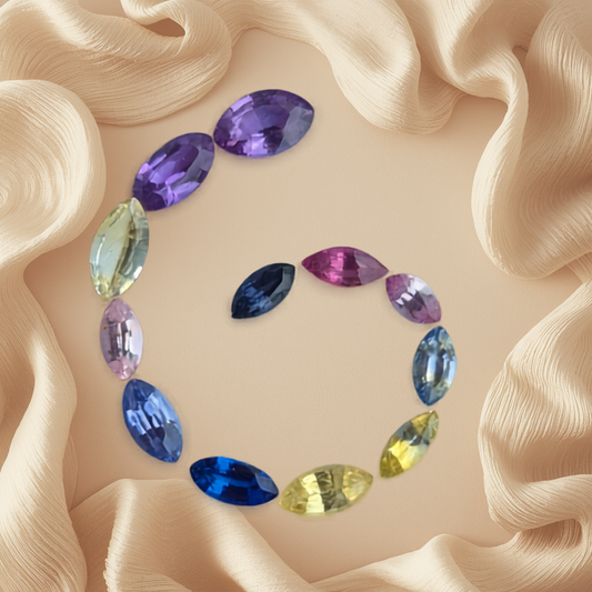 Natural Multi-Color Marquise Sapphire Set – 5.21ct