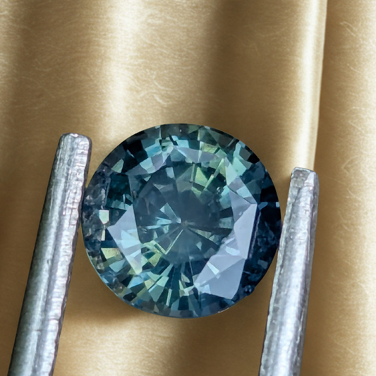 Natural Unheated Teal Sapphire – 1.09 Carat Round Cut Certified Gemstone