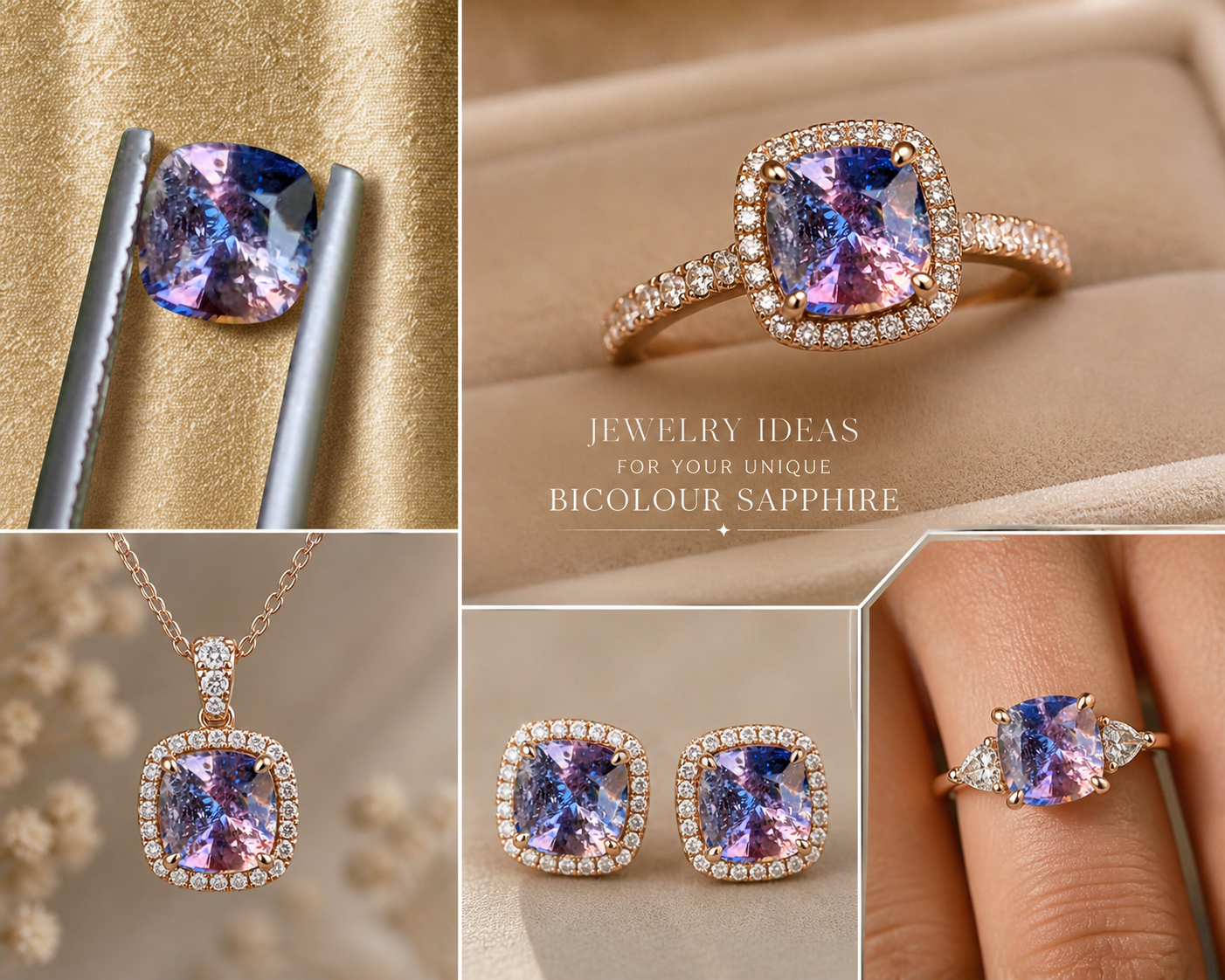 Natural Bicolour Sapphire 1.28 Ct Cushion Cut – Blue & Sunset Tone