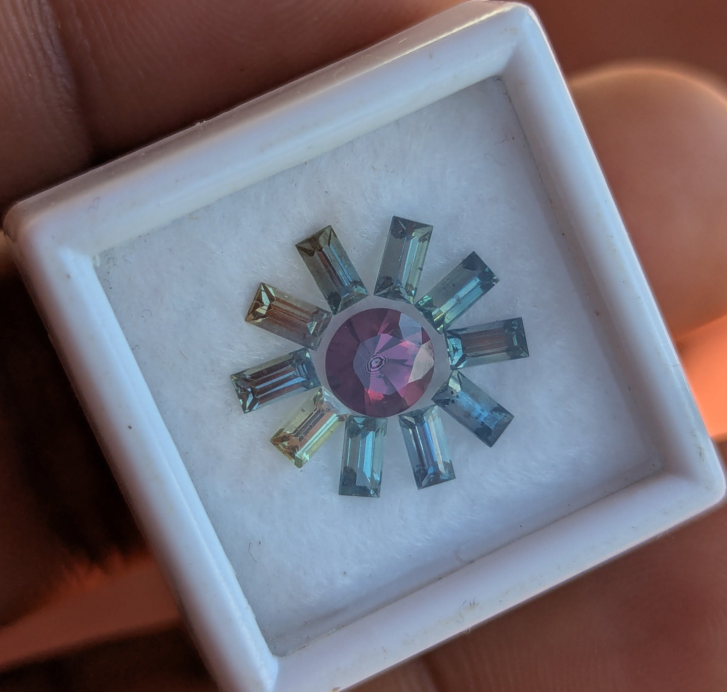 Unheated Natural Sapphire & Garnet Set – 1.72ct Sapphire with 0.70ct Garnet Center