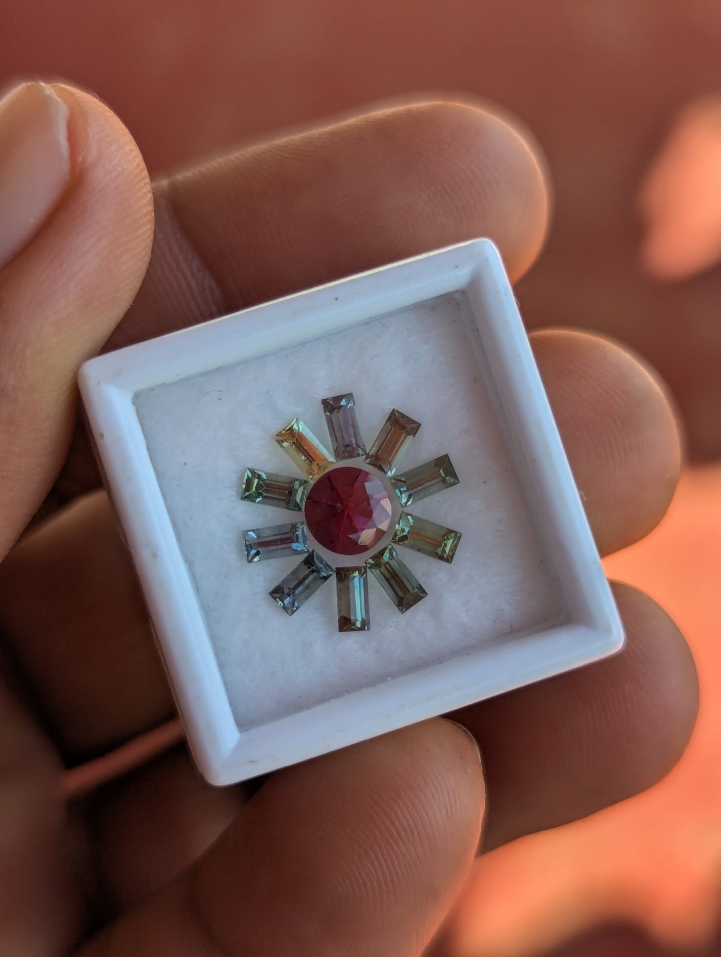 Unheated Natural Sapphire & Garnet Set – 1.72ct Sapphire with 0.70ct Garnet Center