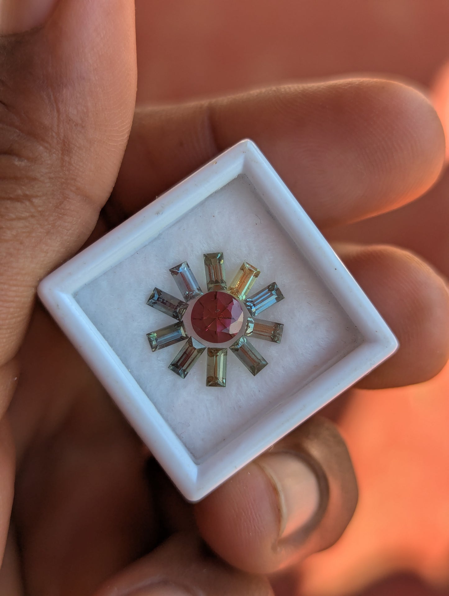 Unheated Natural Sapphire & Garnet Set – 1.72ct Sapphire with 0.70ct Garnet Center
