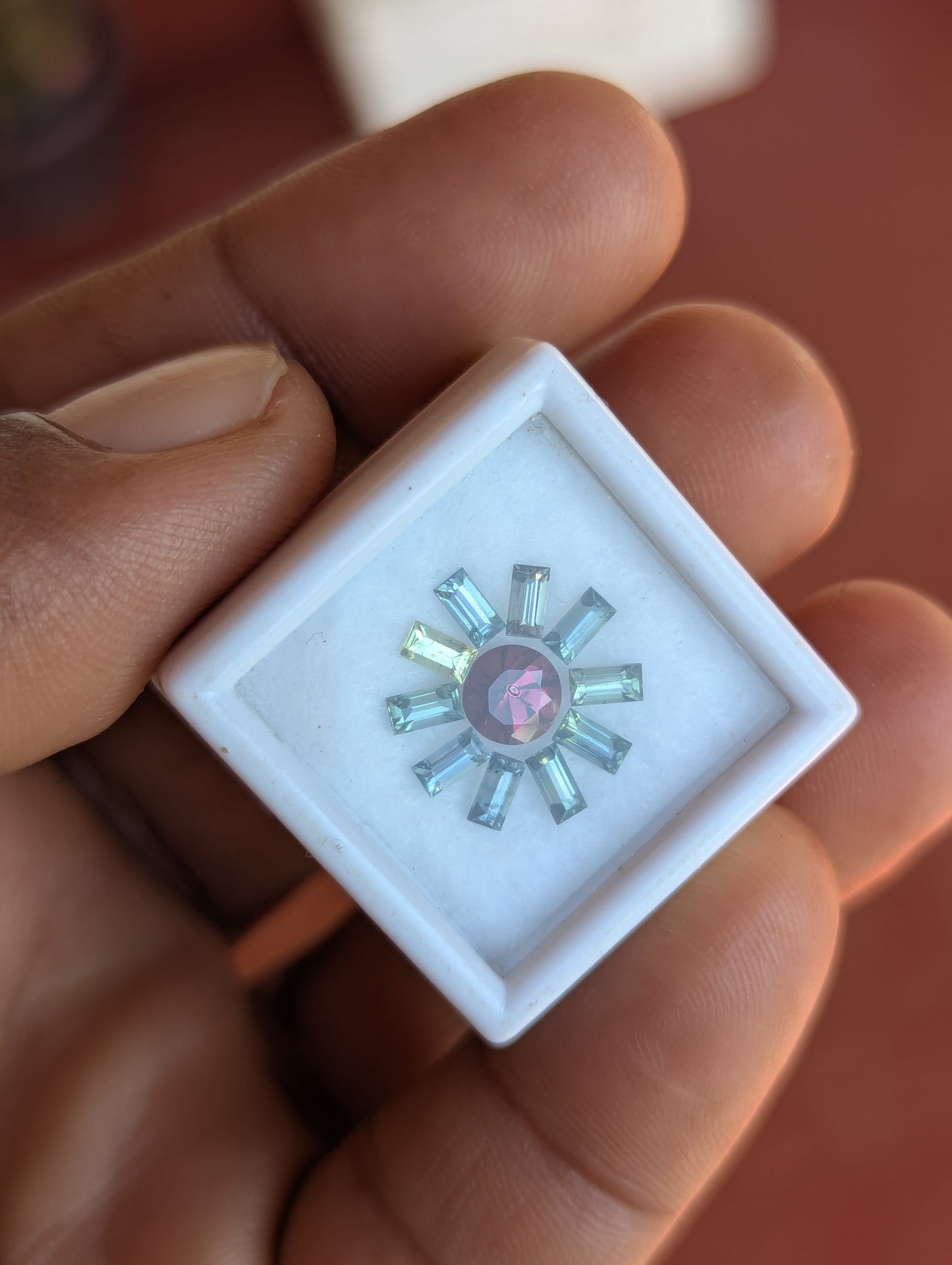 Unheated Natural Sapphire & Garnet Set – 1.72ct Sapphire with 0.70ct Garnet Center