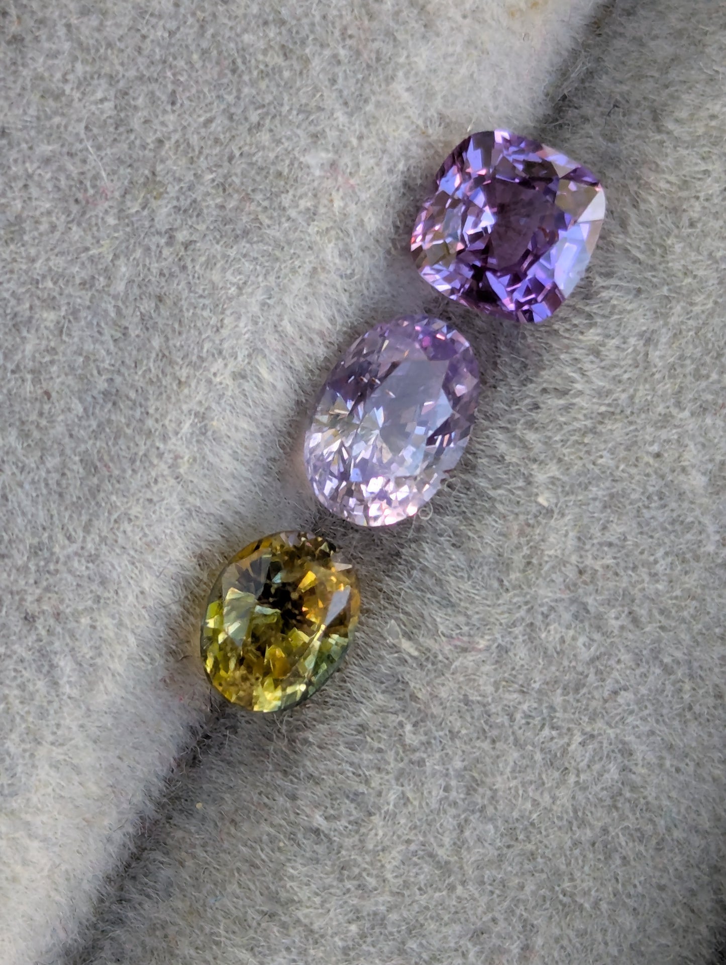 Natural Mixed Sapphire Trio 1.80ct – Purple, Lavender & Bi-Color | VVS | Sri Lanka