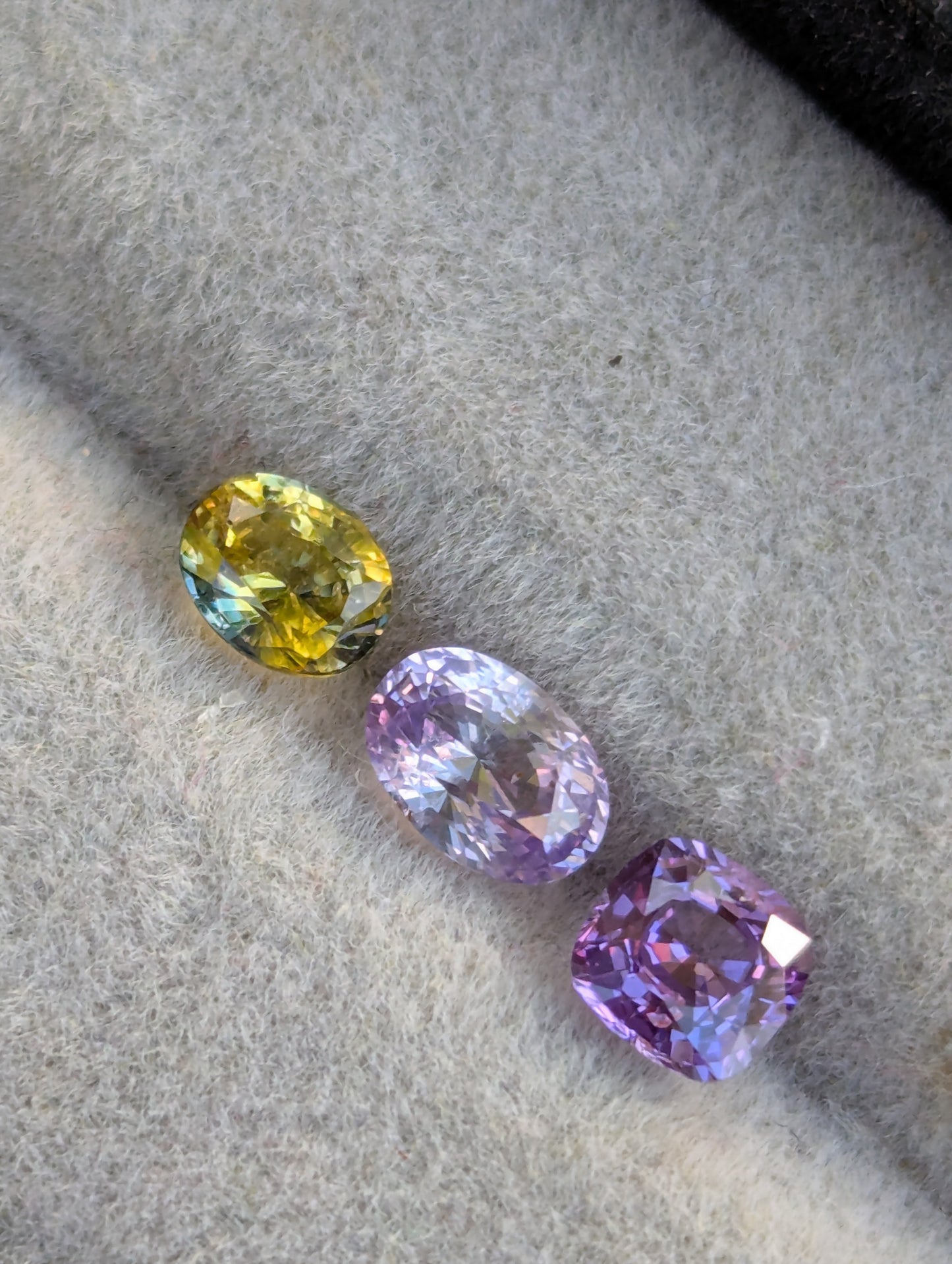 Natural Mixed Sapphire Trio 1.80ct – Purple, Lavender & Bi-Color | VVS | Sri Lanka