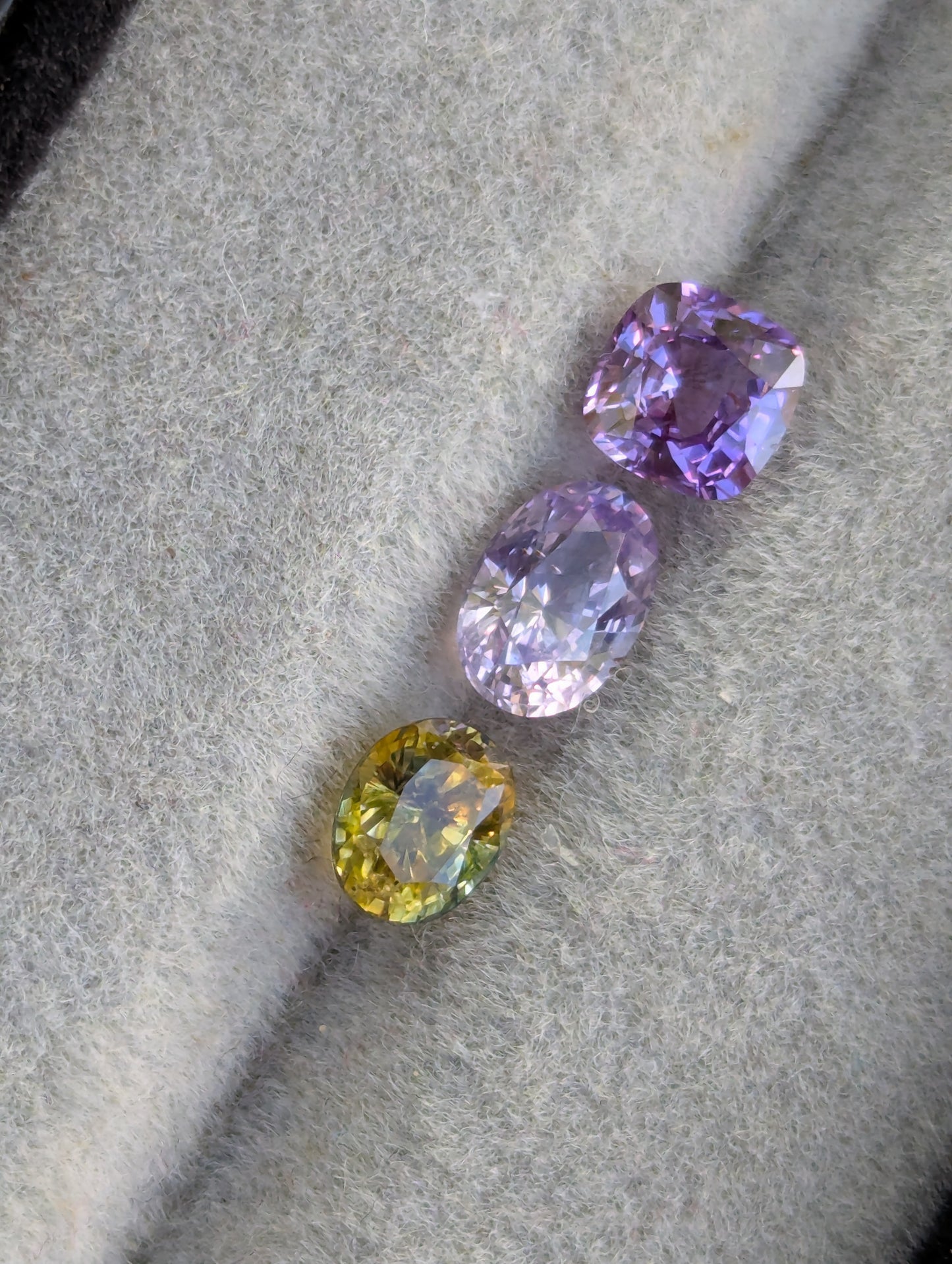Natural Mixed Sapphire Trio 1.80ct – Purple, Lavender & Bi-Color | VVS | Sri Lanka