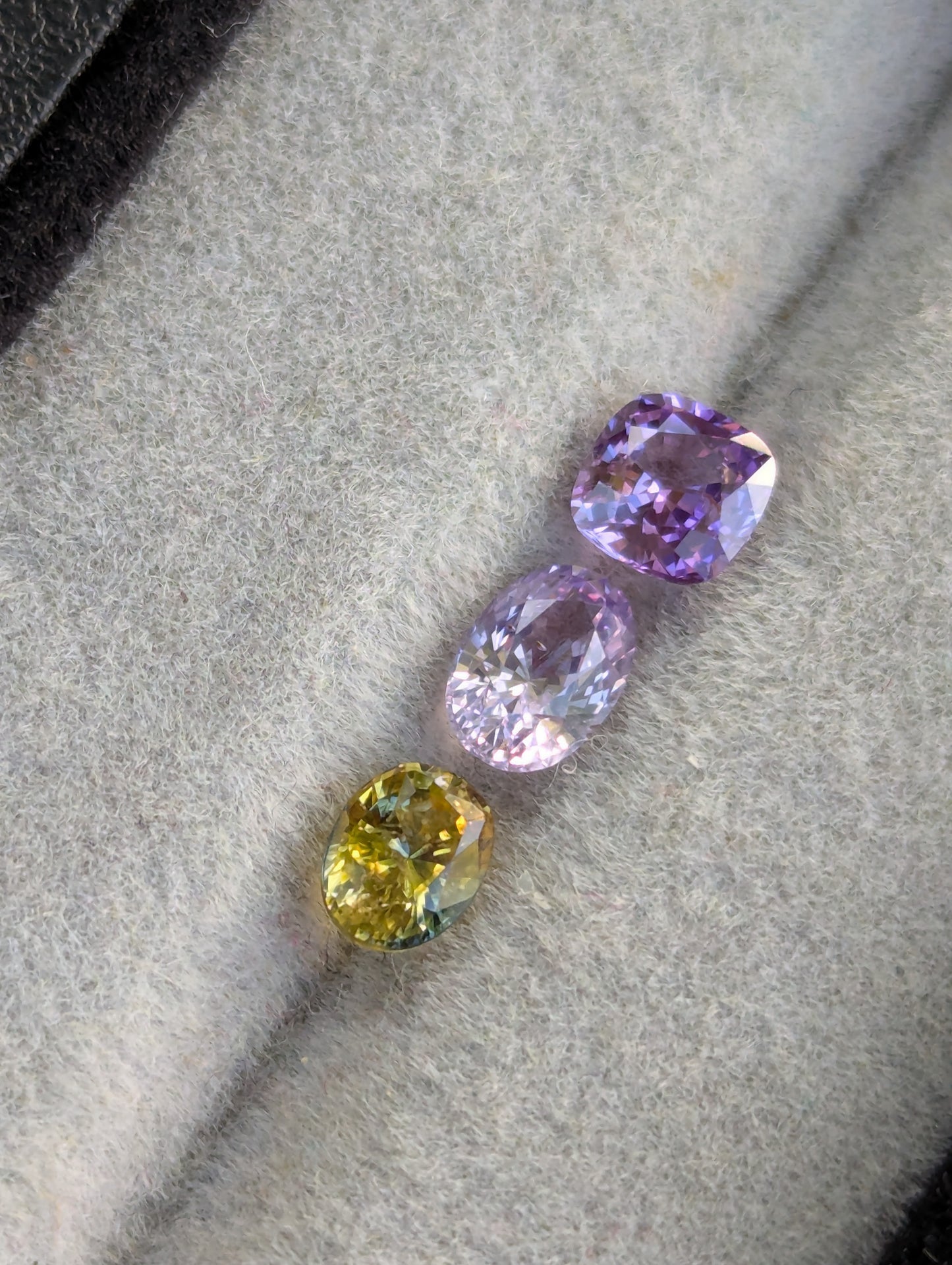 Natural Mixed Sapphire Trio 1.80ct – Purple, Lavender & Bi-Color | VVS | Sri Lanka