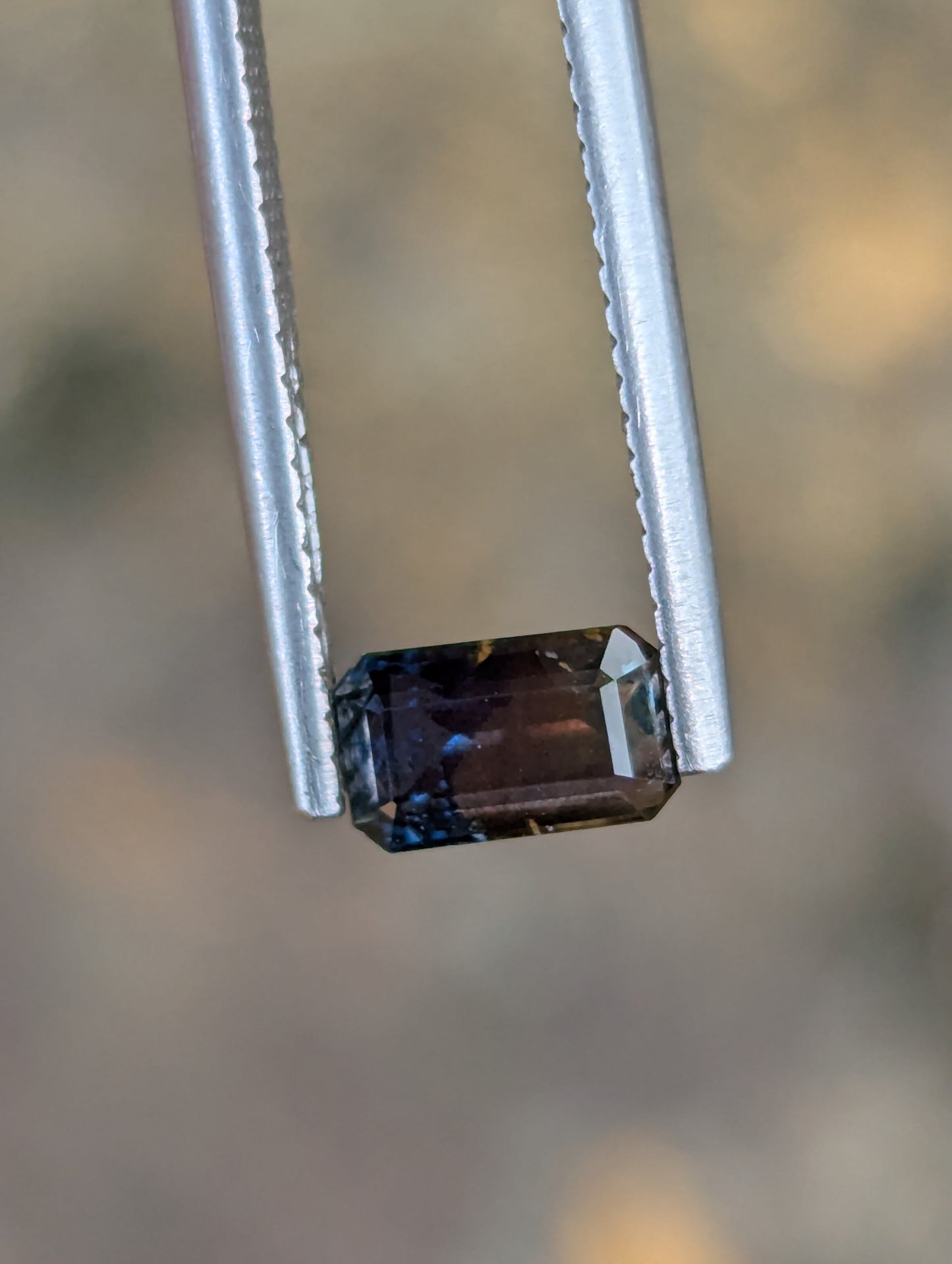 Natural Bi-Colour Sapphire 1.13 Ct Rectangle Cushion Cut Copper Blue Loose Gemstone