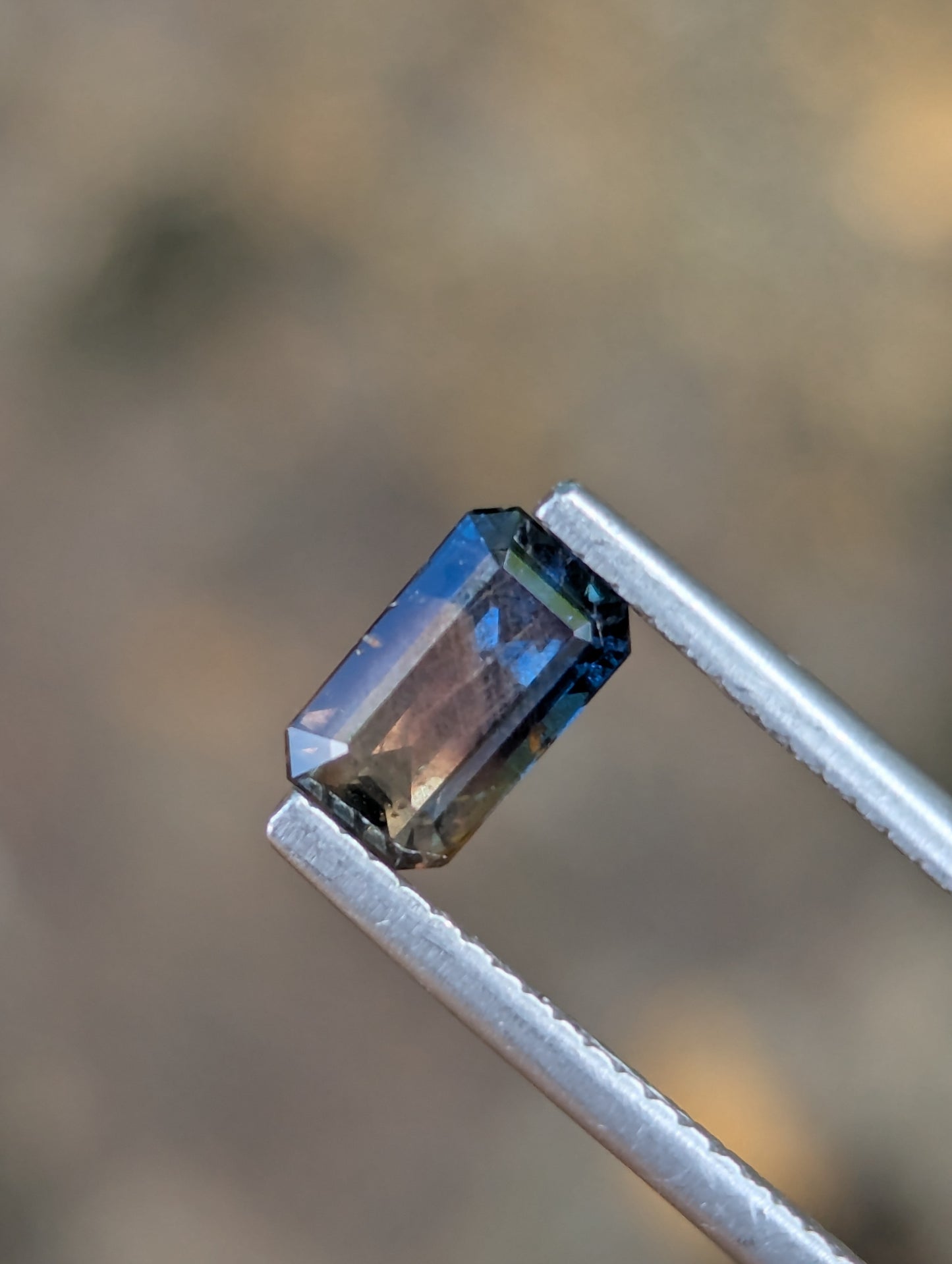 Natural Bi-Colour Sapphire 1.13 Ct Rectangle Cushion Cut Copper Blue Loose Gemstone