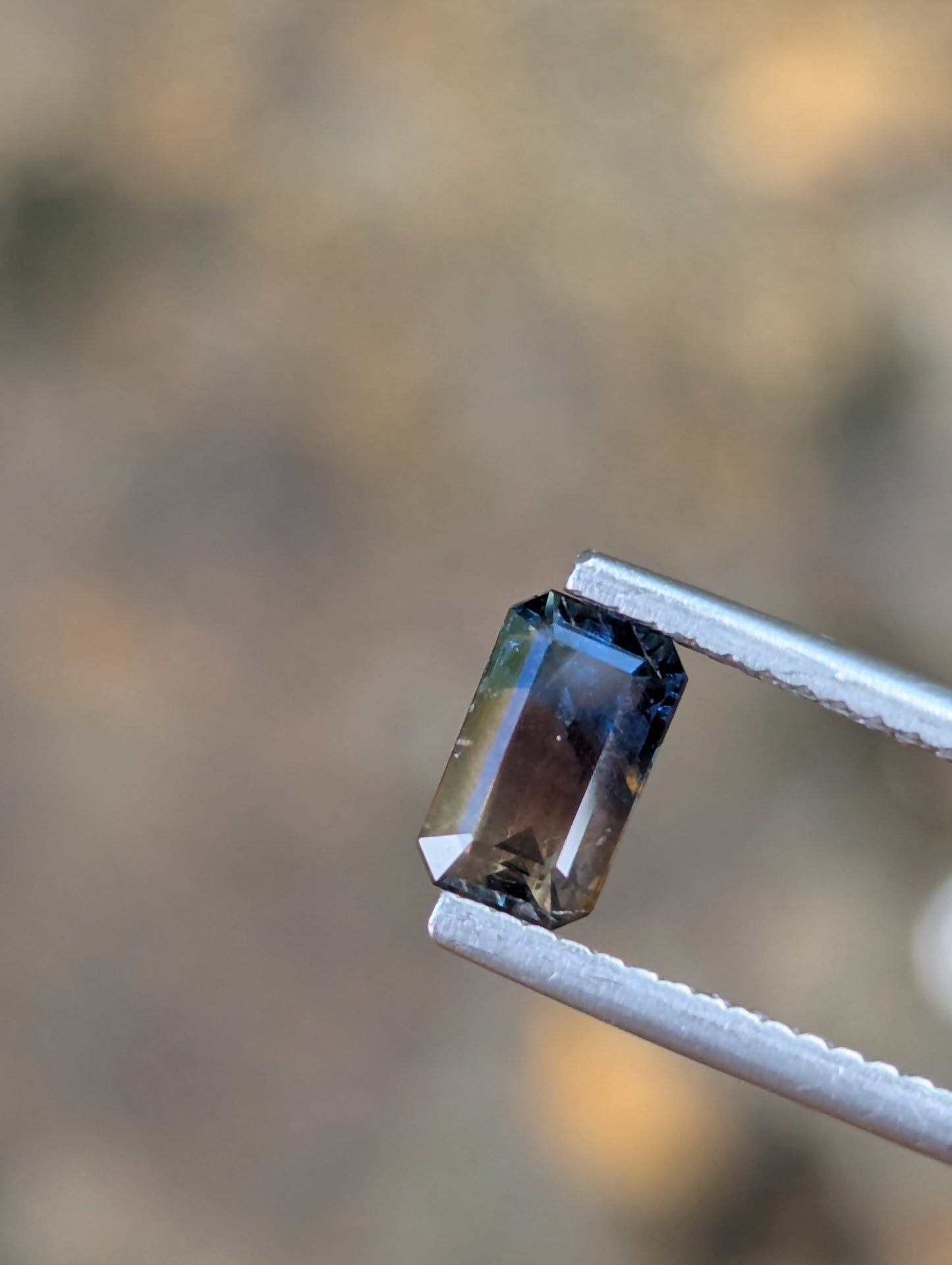 Natural Bi-Colour Sapphire 1.13 Ct Rectangle Cushion Cut Copper Blue Loose Gemstone