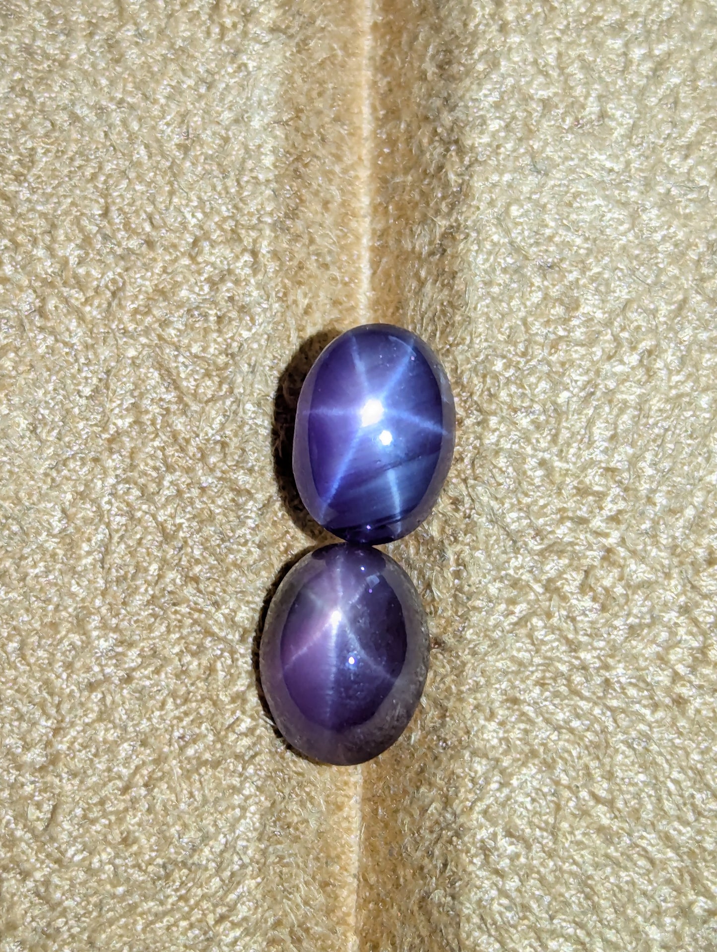 Natural Purple Star Sapphire Pair – 2.46ct & 2.15ct Unheated Untreated 7.5mm