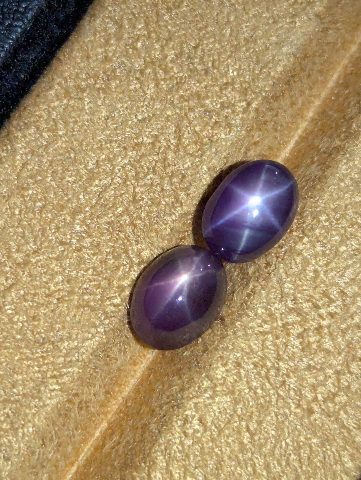 Natural Purple Star Sapphire Pair – 2.46ct & 2.15ct Unheated Untreated 7.5mm