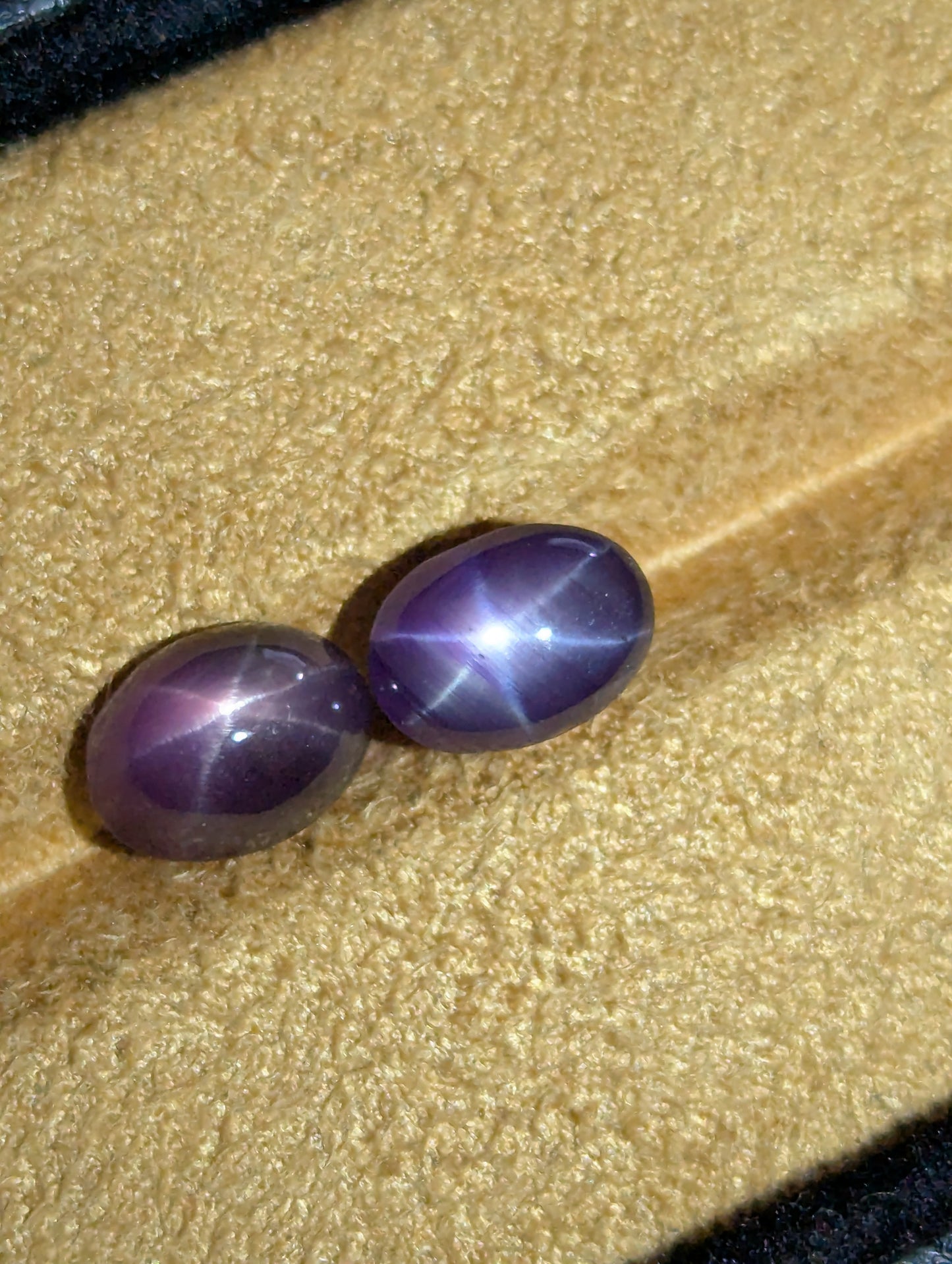 Natural Purple Star Sapphire Pair – 2.46ct & 2.15ct Unheated Untreated 7.5mm
