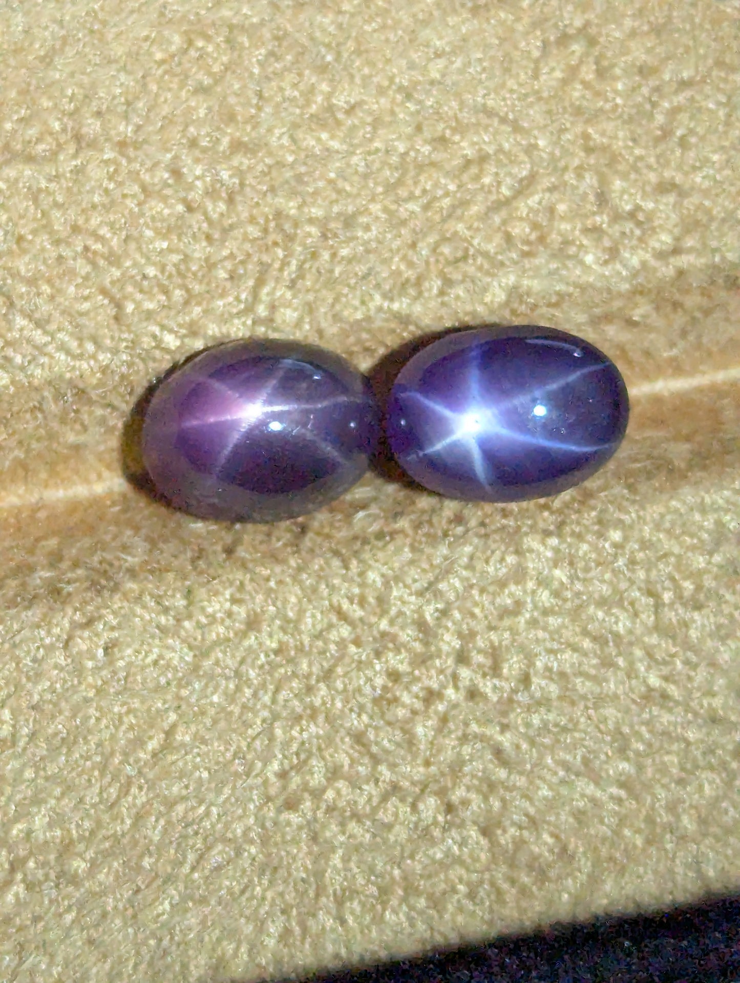 Natural Purple Star Sapphire Pair – 2.46ct & 2.15ct Unheated Untreated 7.5mm