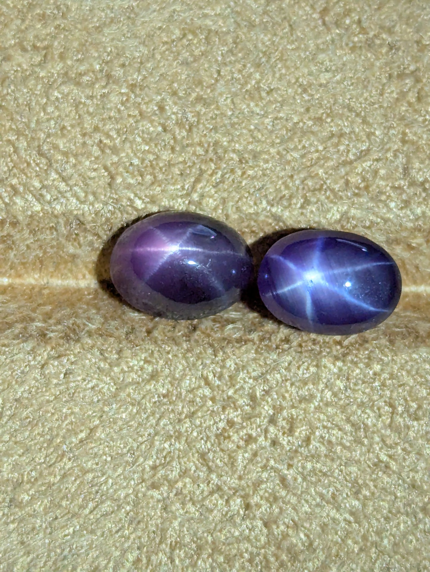 Natural Purple Star Sapphire Pair – 2.46ct & 2.15ct Unheated Untreated 7.5mm