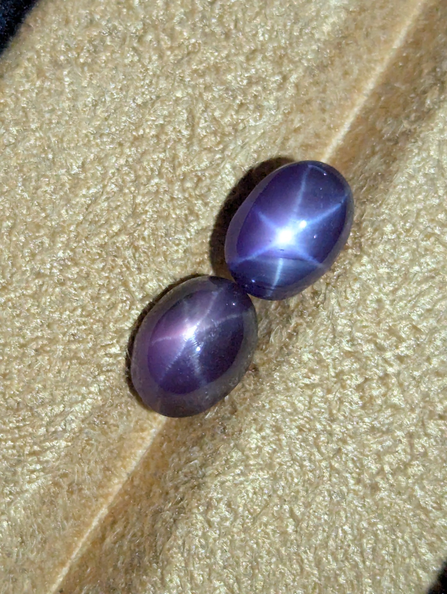 Natural Purple Star Sapphire Pair – 2.46ct & 2.15ct Unheated Untreated 7.5mm