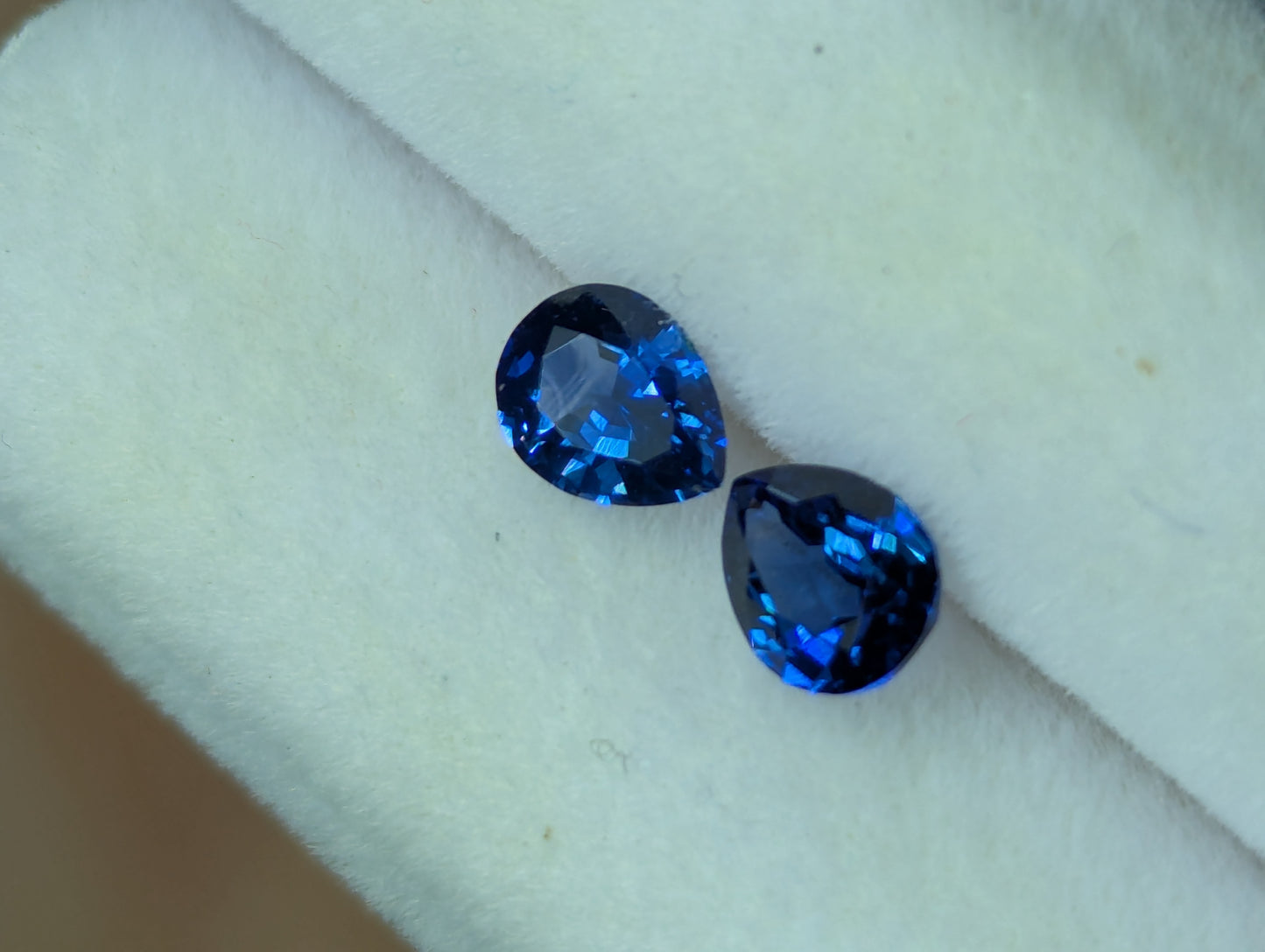 Natural Royal Blue Sapphire Drop Pair – 0.74ct Pear Shape Ceylon Sapphires for Earrings