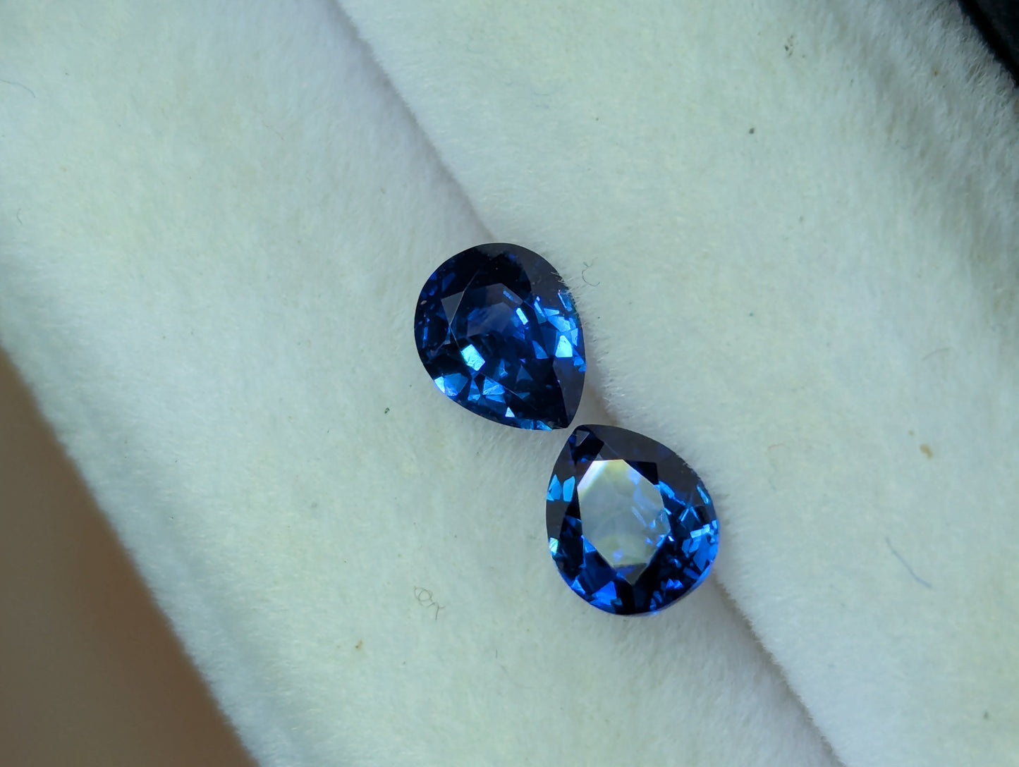 Natural Royal Blue Sapphire Drop Pair – 0.74ct Pear Shape Ceylon Sapphires for Earrings
