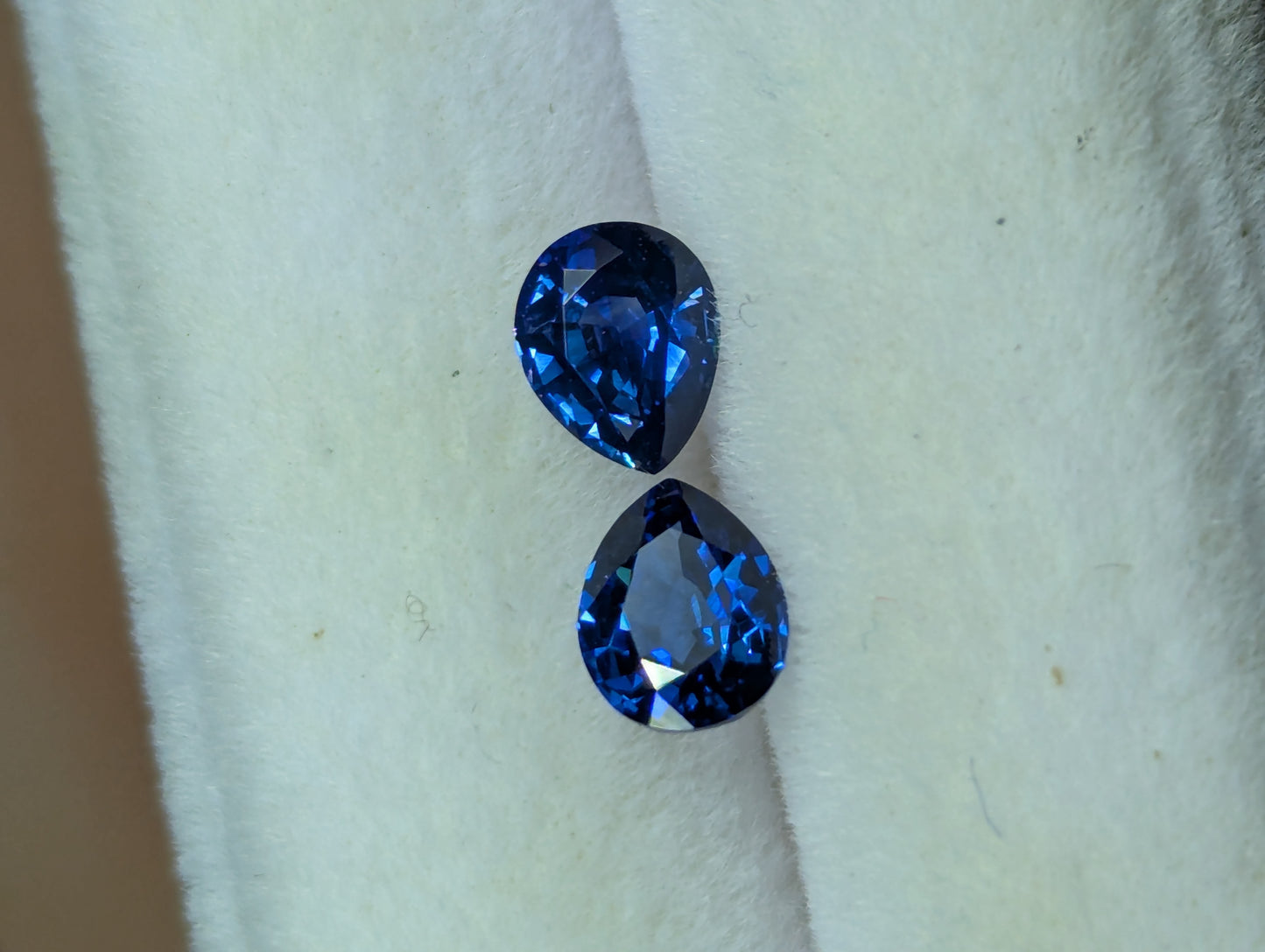 Natural Royal Blue Sapphire Drop Pair – 0.74ct Pear Shape Ceylon Sapphires for Earrings