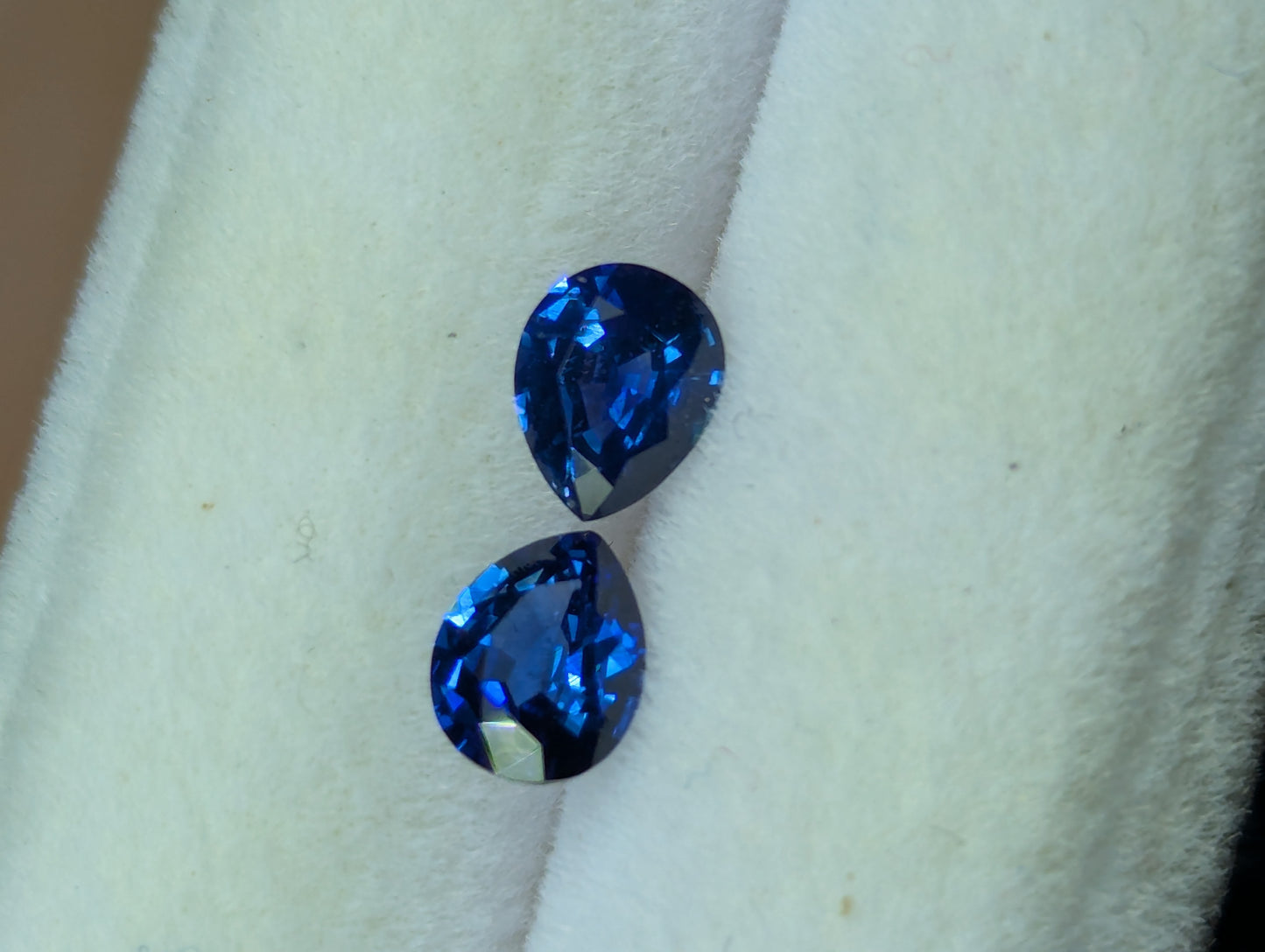 Natural Royal Blue Sapphire Drop Pair – 0.74ct Pear Shape Ceylon Sapphires for Earrings