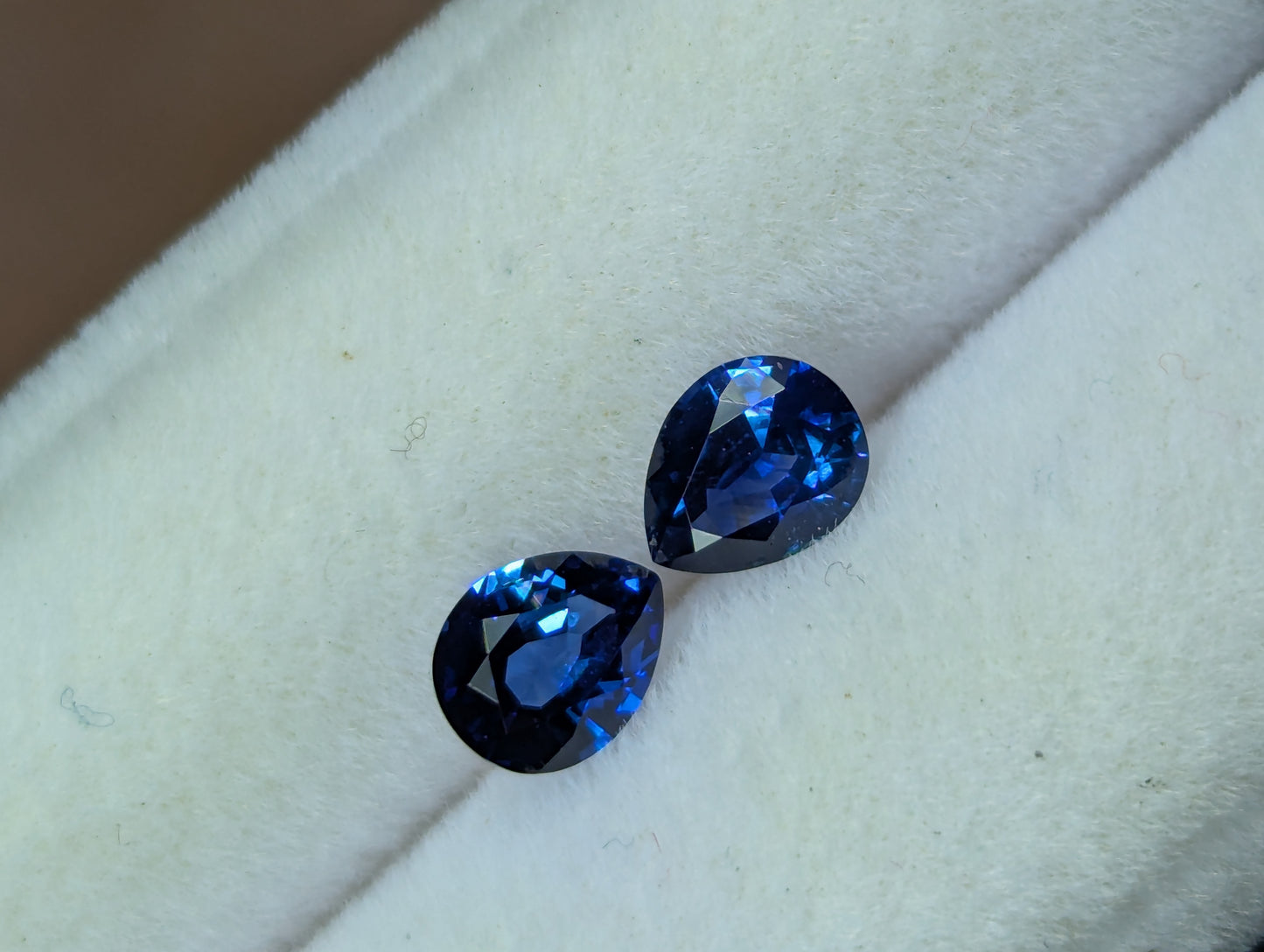 Natural Royal Blue Sapphire Drop Pair – 0.74ct Pear Shape Ceylon Sapphires for Earrings