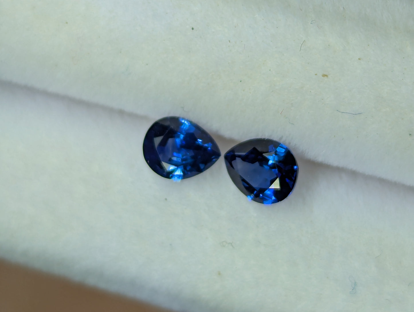 Natural Royal Blue Sapphire Drop Pair – 0.74ct Pear Shape Ceylon Sapphires for Earrings