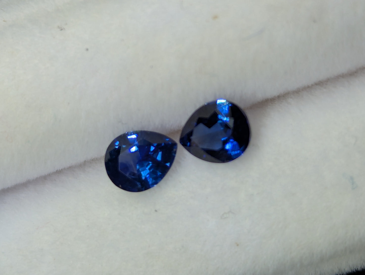 Natural Royal Blue Sapphire Drop Pair – 0.74ct Pear Shape Ceylon Sapphires for Earrings