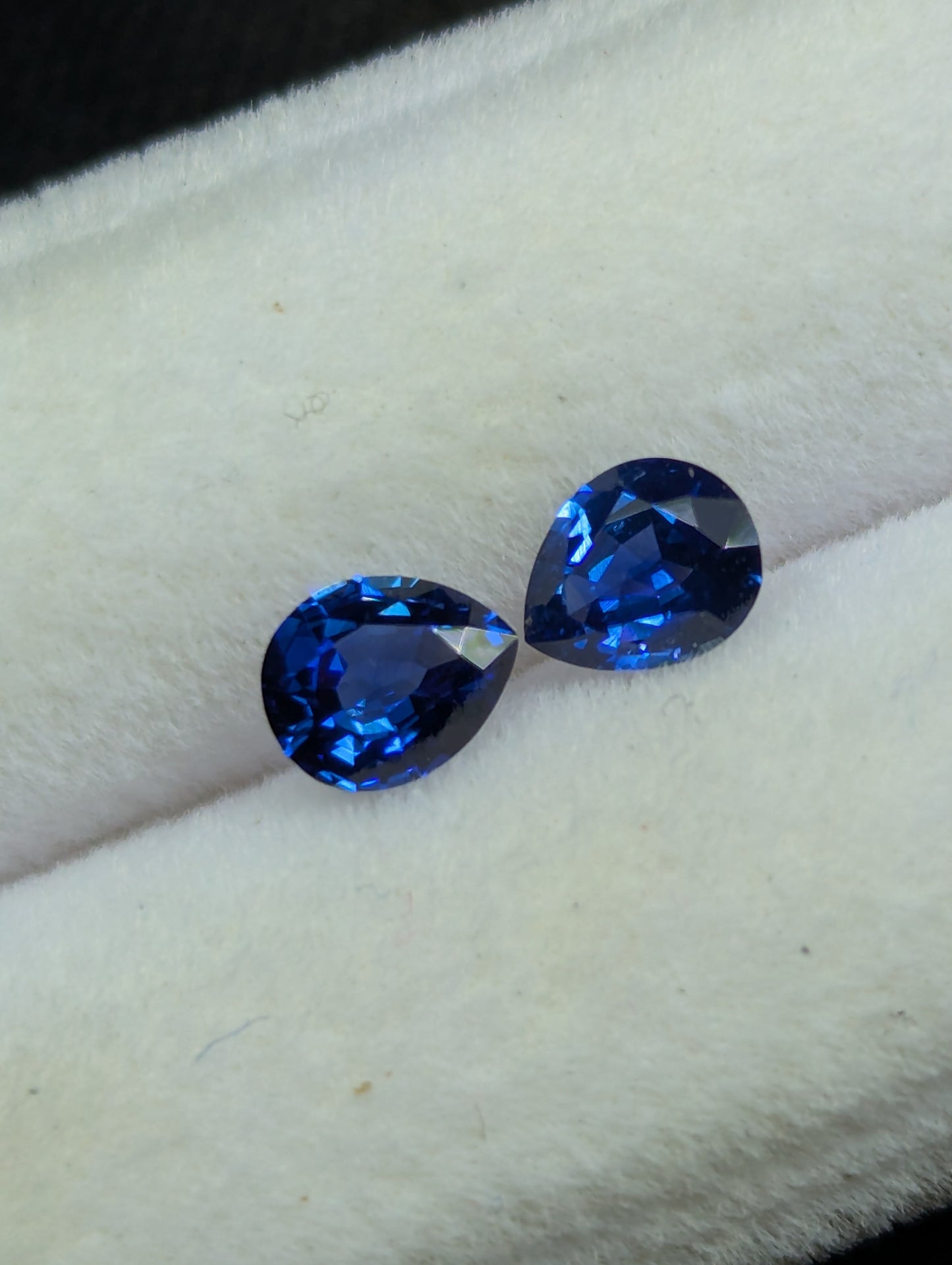 Natural Royal Blue Sapphire Drop Pair – 0.74ct Pear Shape Ceylon Sapphires for Earrings