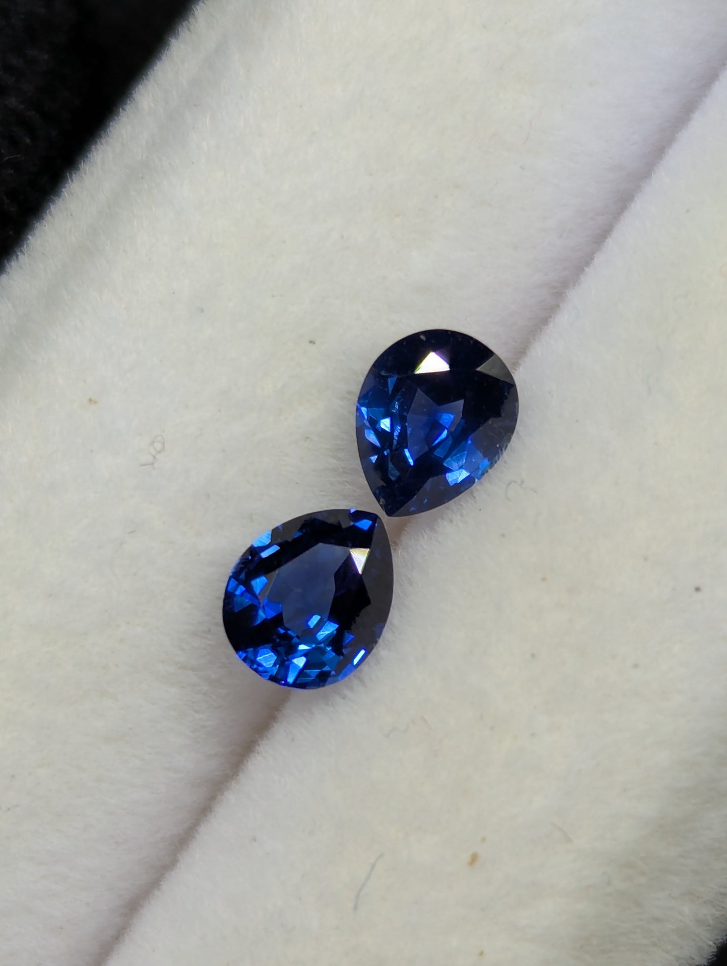 Natural Royal Blue Sapphire Drop Pair – 0.74ct Pear Shape Ceylon Sapphires for Earrings