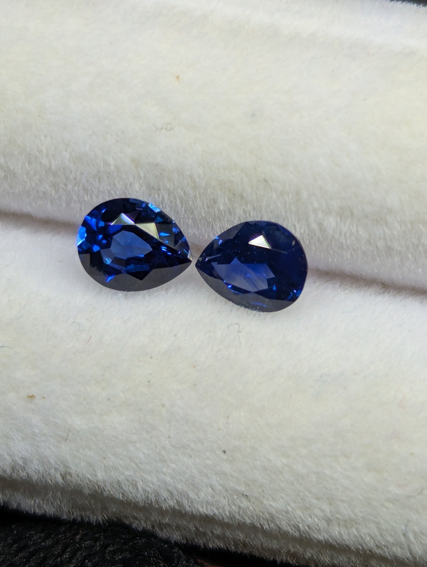 Natural Royal Blue Sapphire Drop Pair – 0.74ct Pear Shape Ceylon Sapphires for Earrings