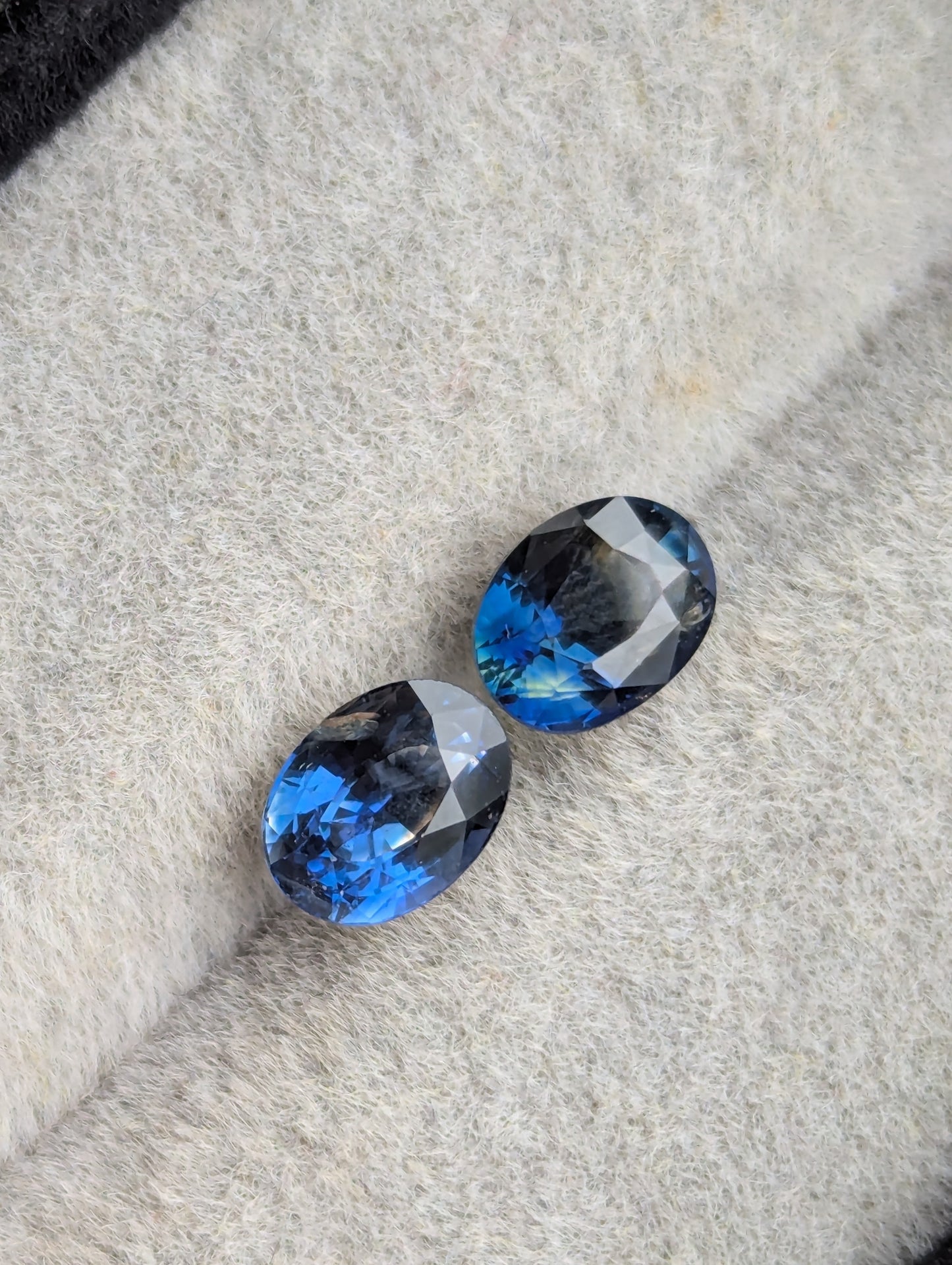 Natural Bi-Color Sapphire Pair 2.08ct | Rare Ceylon Blue Yellow Sapphire Matching Pair | Oval Eye Clean Loose Gemstones for Earrings Jewelry Making