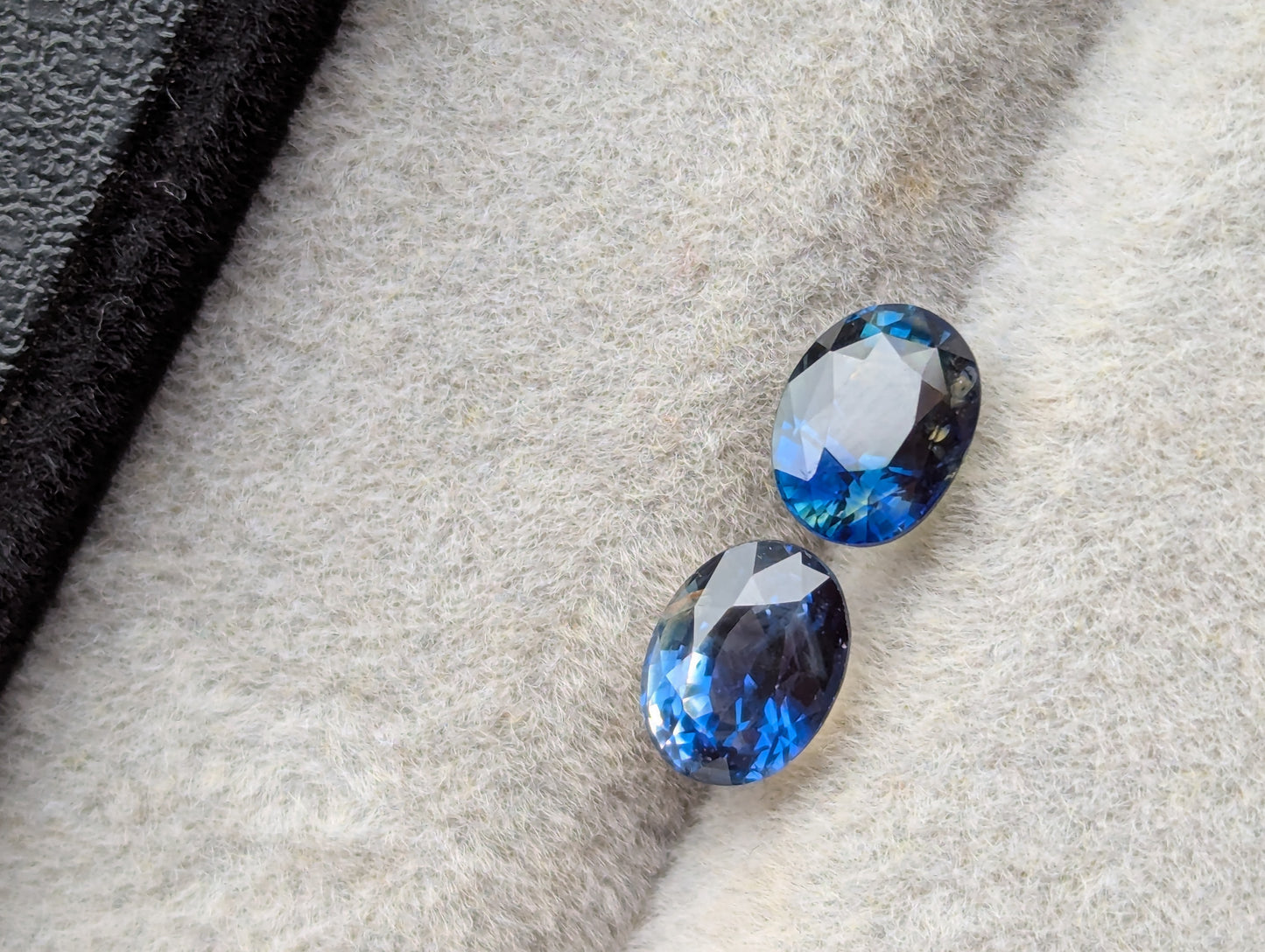 Natural Bi-Color Sapphire Pair 2.08ct | Rare Ceylon Blue Yellow Sapphire Matching Pair | Oval Eye Clean Loose Gemstones for Earrings Jewelry Making
