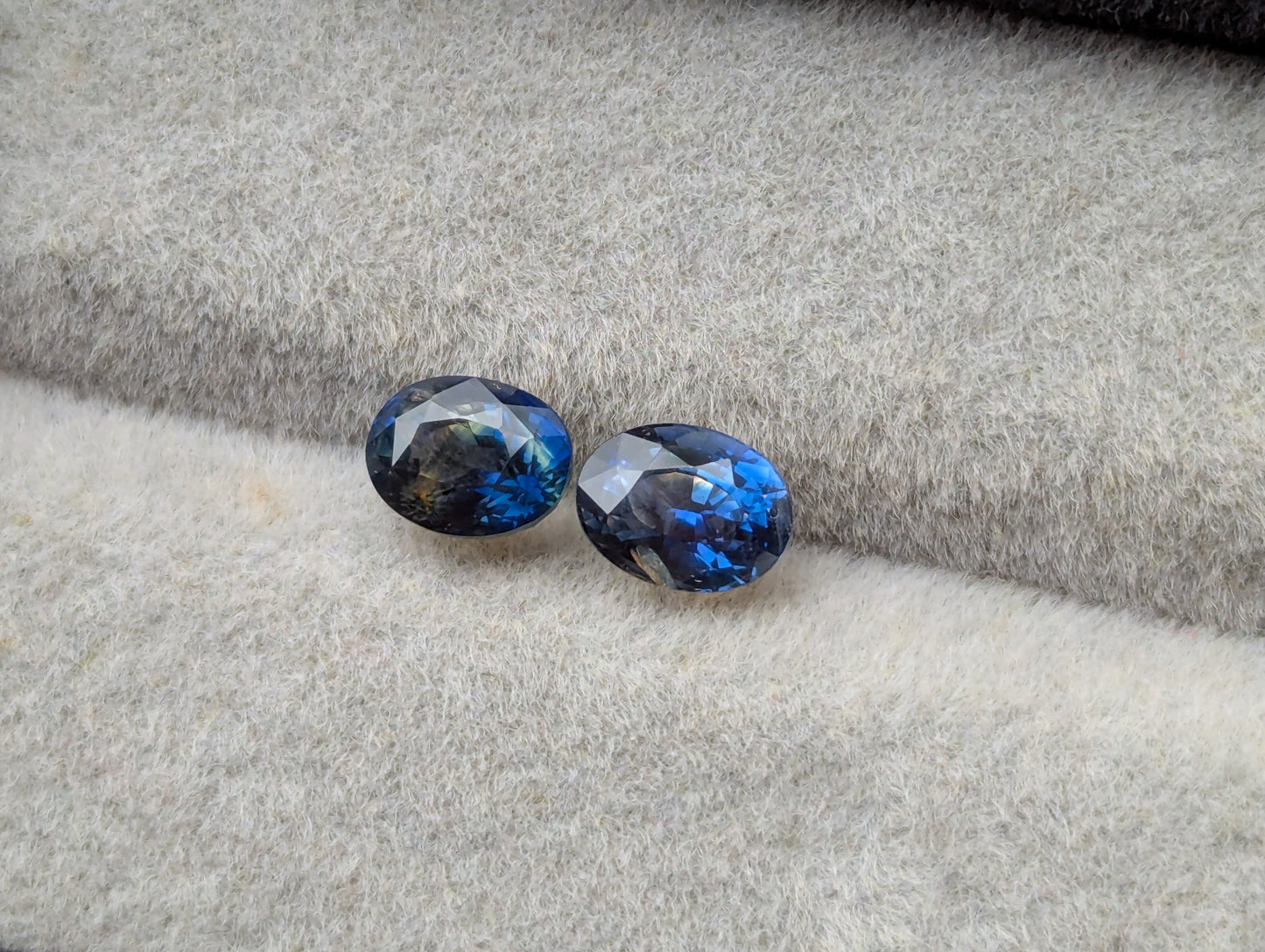 Natural Bi-Color Sapphire Pair 2.08ct | Rare Ceylon Blue Yellow Sapphire Matching Pair | Oval Eye Clean Loose Gemstones for Earrings Jewelry Making