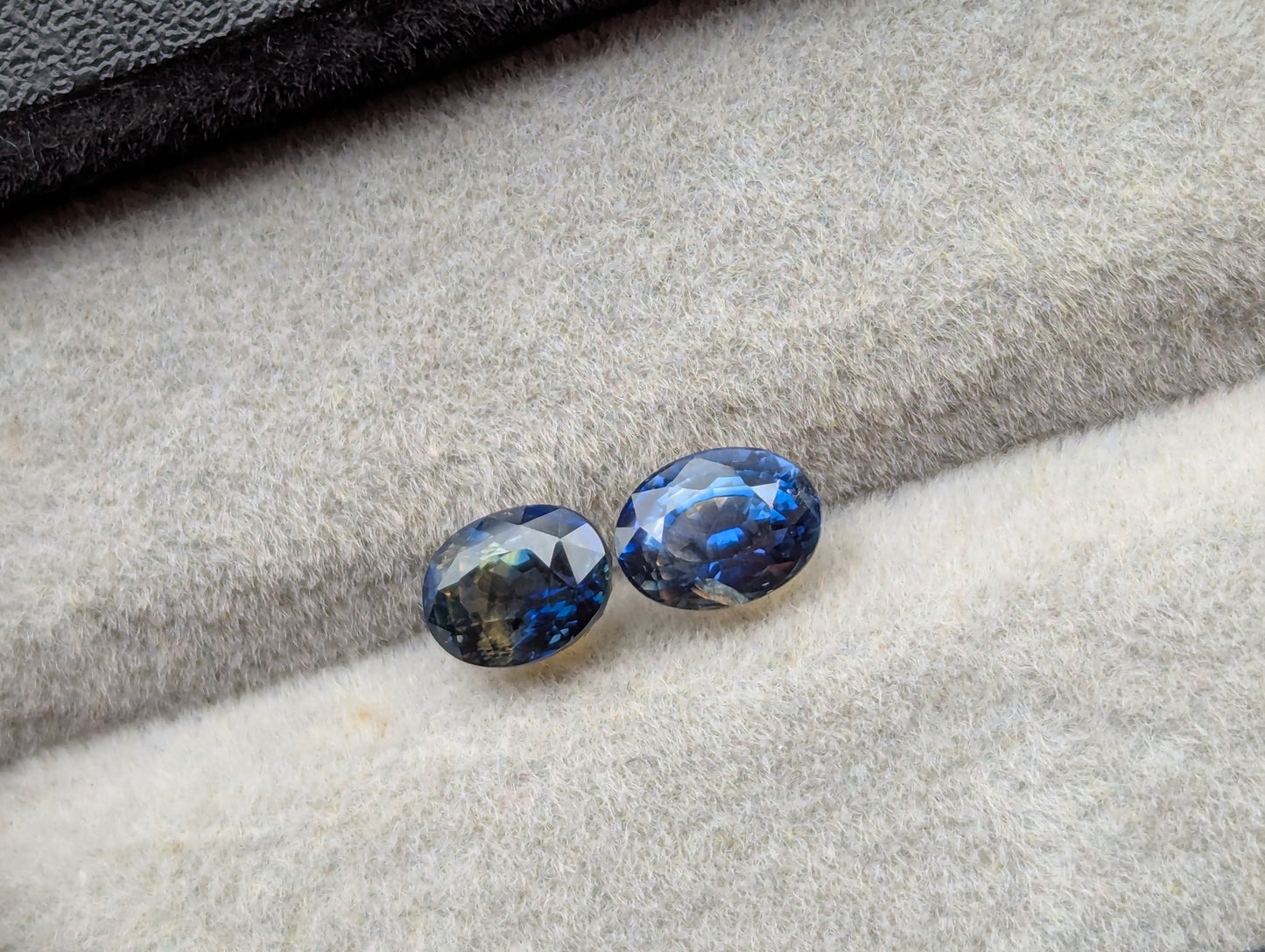 Natural Bi-Color Sapphire Pair 2.08ct | Rare Ceylon Blue Yellow Sapphire Matching Pair | Oval Eye Clean Loose Gemstones for Earrings Jewelry Making