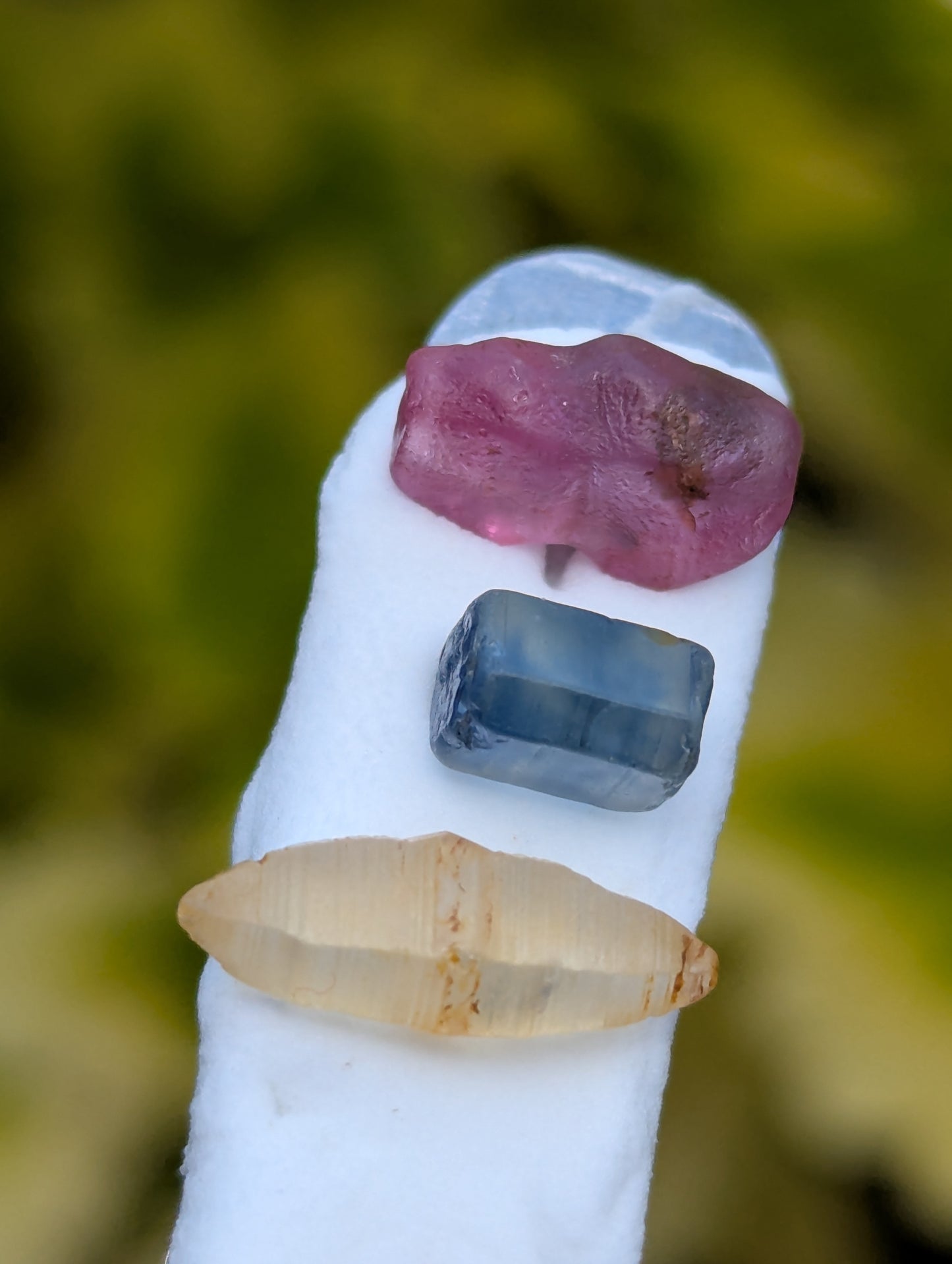 Natural Unheated Sapphire Crystal Trio 5.91 Ct | Blue Pink Yellow Ceylon Sapphire Crystals | Untreated Raw Gemstones | Collector Specimens