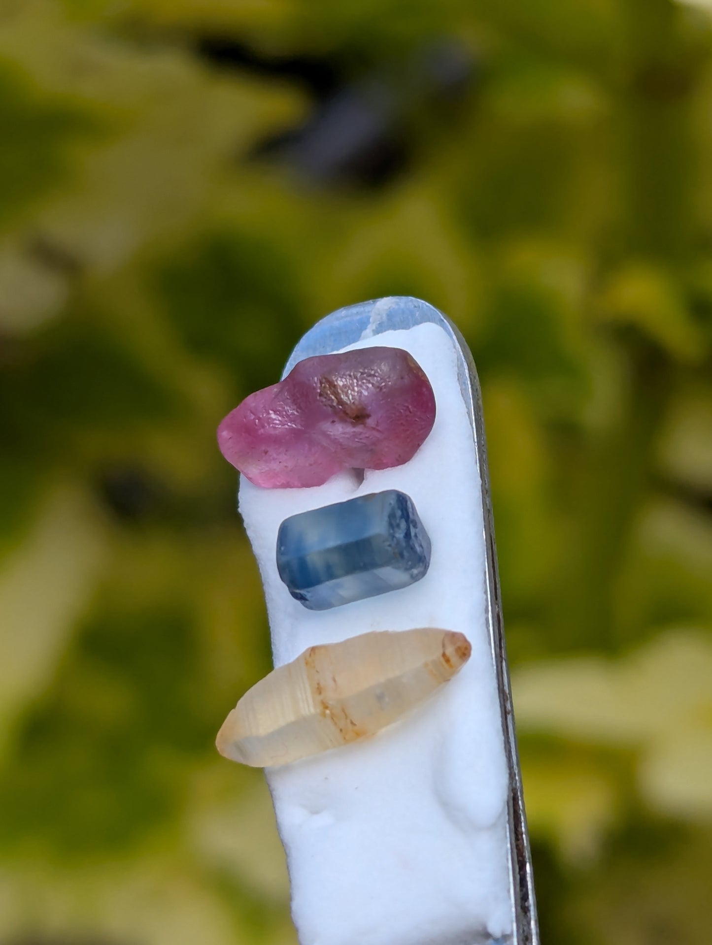 Natural Unheated Sapphire Crystal Trio 5.91 Ct | Blue Pink Yellow Ceylon Sapphire Crystals | Untreated Raw Gemstones | Collector Specimens
