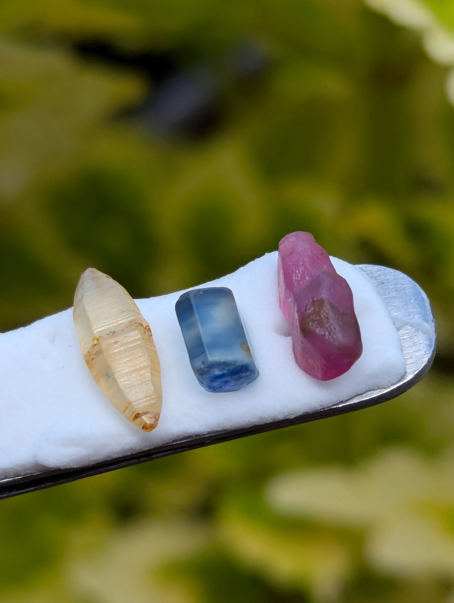 Natural Unheated Sapphire Crystal Trio 5.91 Ct | Blue Pink Yellow Ceylon Sapphire Crystals | Untreated Raw Gemstones | Collector Specimens