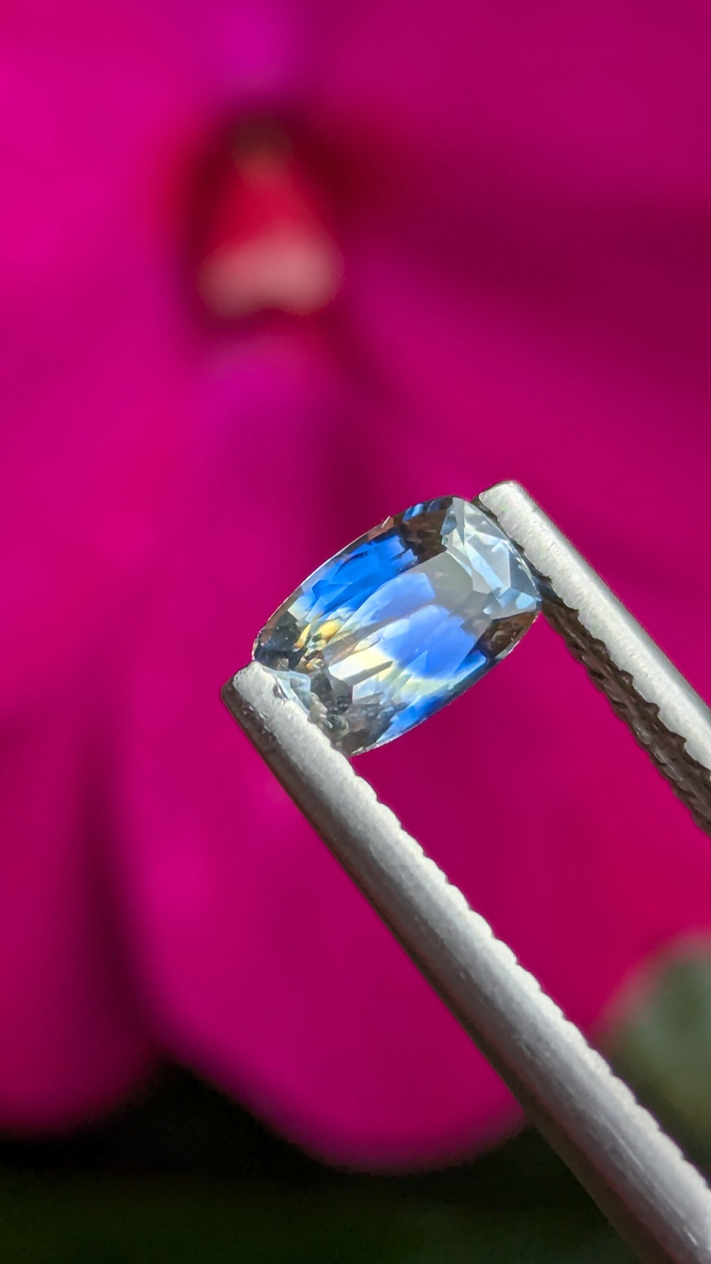Natural Ceylon Bi-Color Sapphire 0.80 Ct Cushion Cut | Blue & Yellow Heated Sapphire