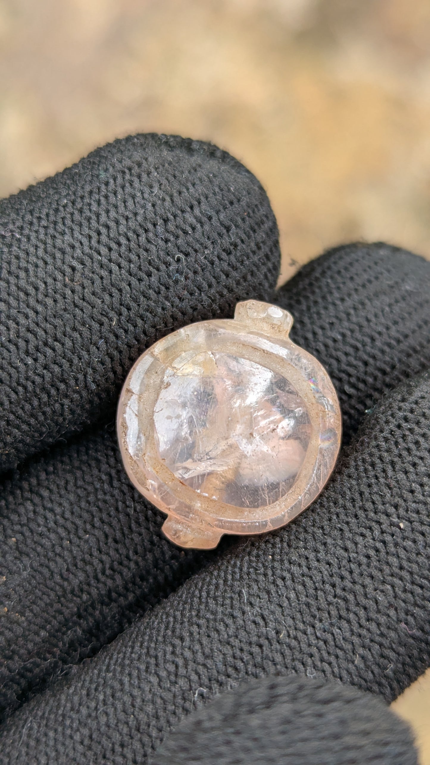 Natural Transparent Rose Quartz Hand-Carved Mukkuru Bead | 25.00 ct | One-of-a-Kind Sri Lankan Collector's Gem