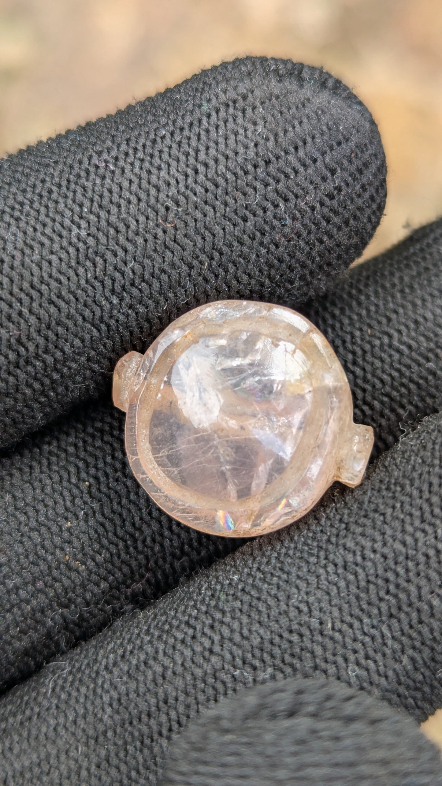Natural Transparent Rose Quartz Hand-Carved Mukkuru Bead | 25.00 ct | One-of-a-Kind Sri Lankan Collector's Gem