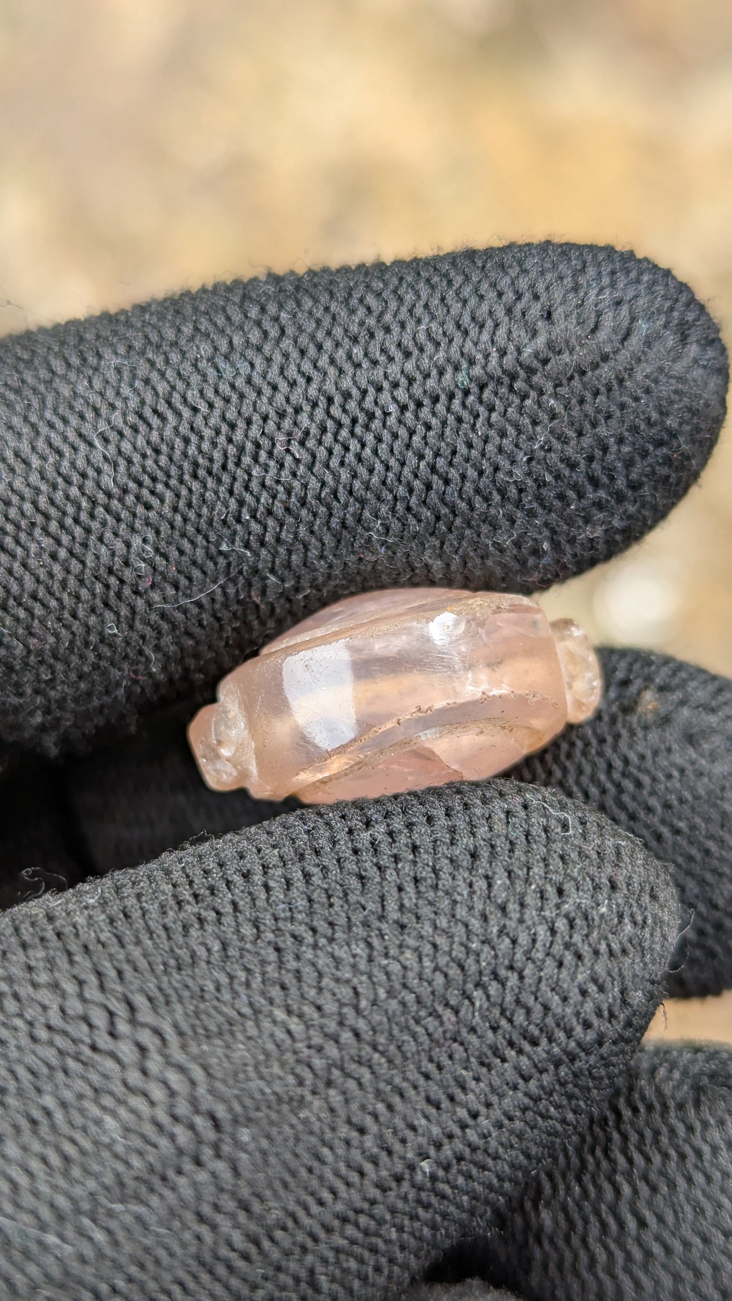 Natural Transparent Rose Quartz Hand-Carved Mukkuru Bead | 25.00 ct | One-of-a-Kind Sri Lankan Collector's Gem