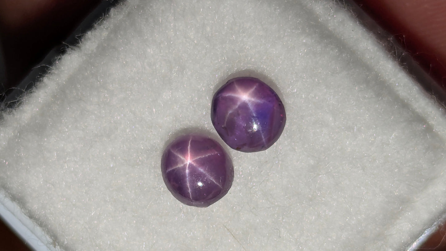 Natural Ceylon Purple Star Sapphire Pair 1.21 Ct – Unheated 4.7mm