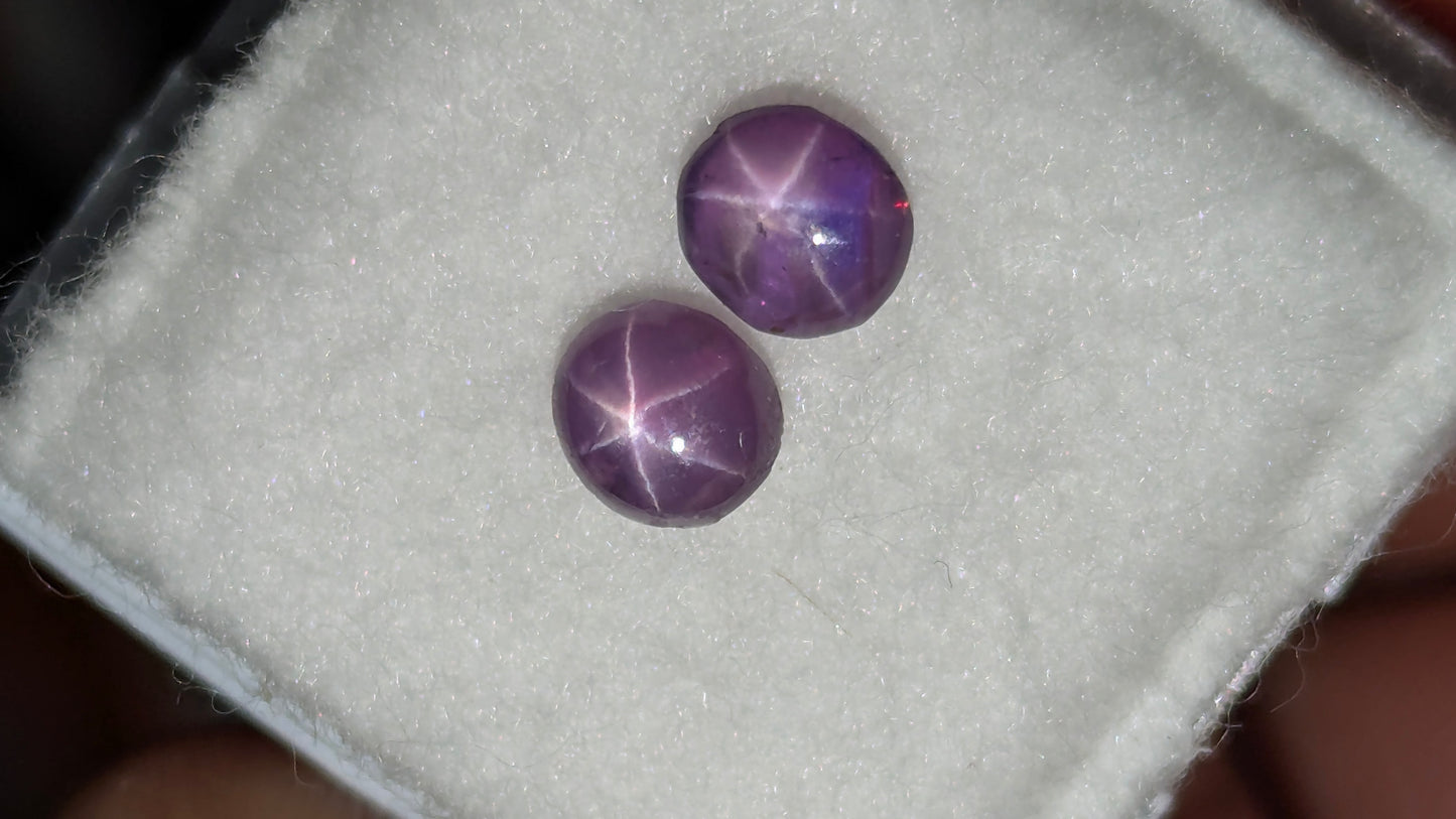 Natural Ceylon Purple Star Sapphire Pair 1.21 Ct – Unheated 4.7mm