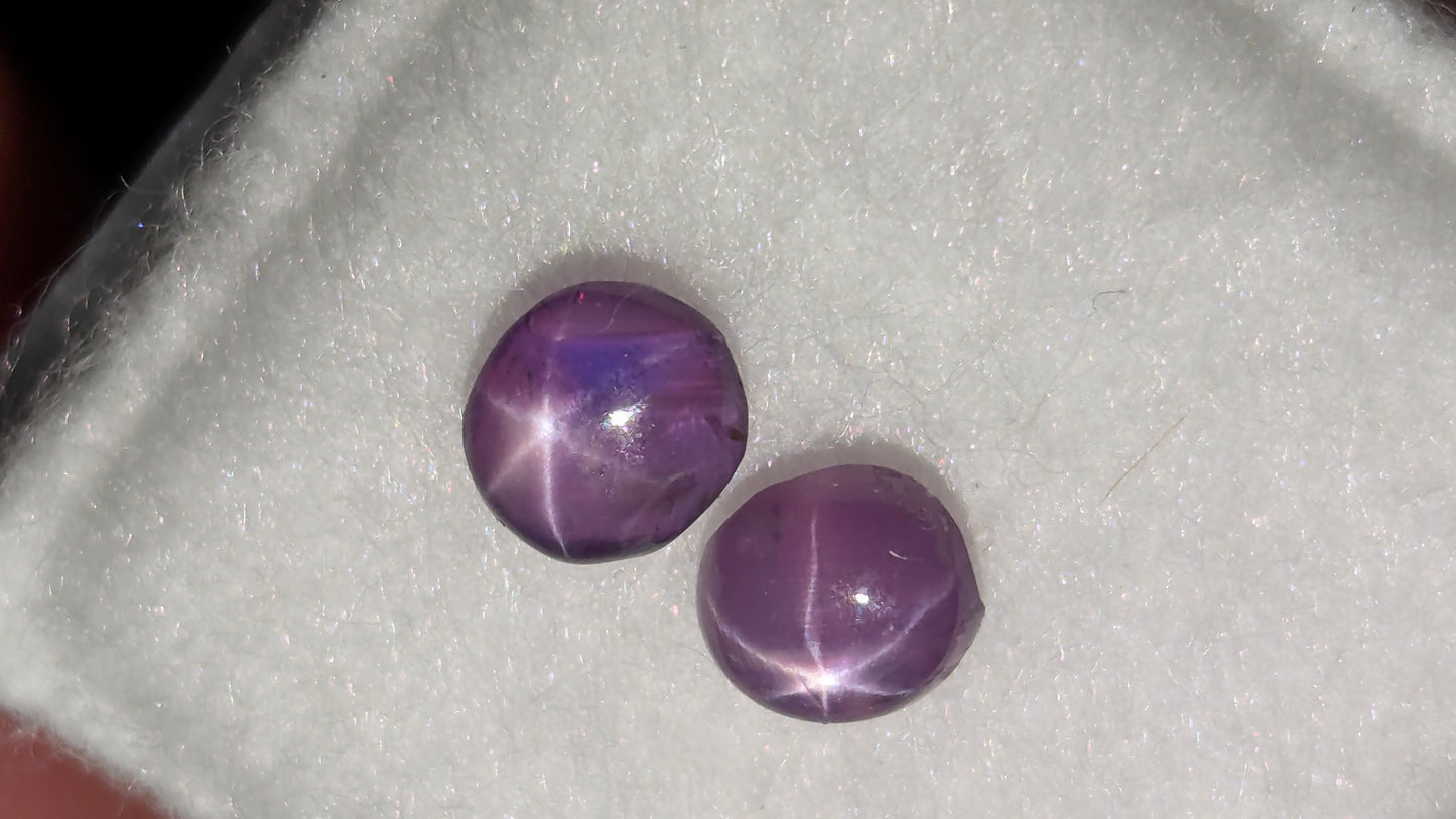 Natural Ceylon Purple Star Sapphire Pair 1.21 Ct – Unheated 4.7mm