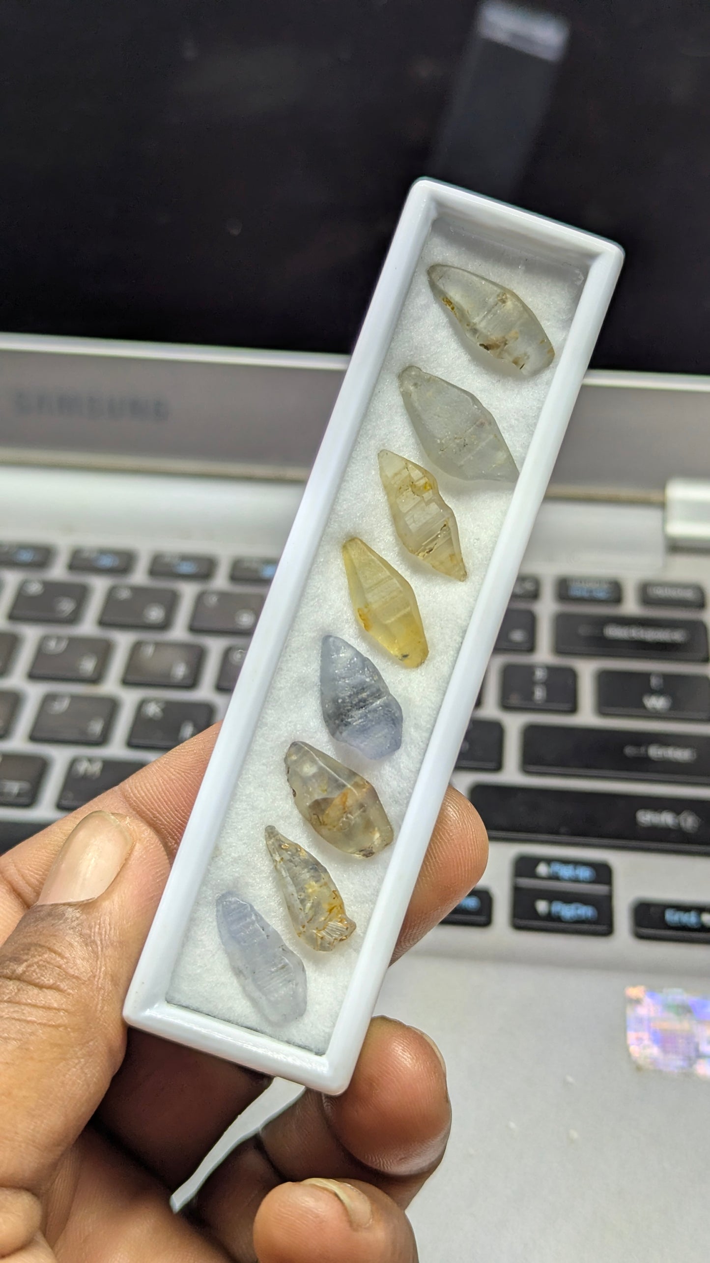 Natural Sapphire Crystal Parcel – 52 ct (8 Pieces) | Blue & Yellow Unheated Ceylon Crystals