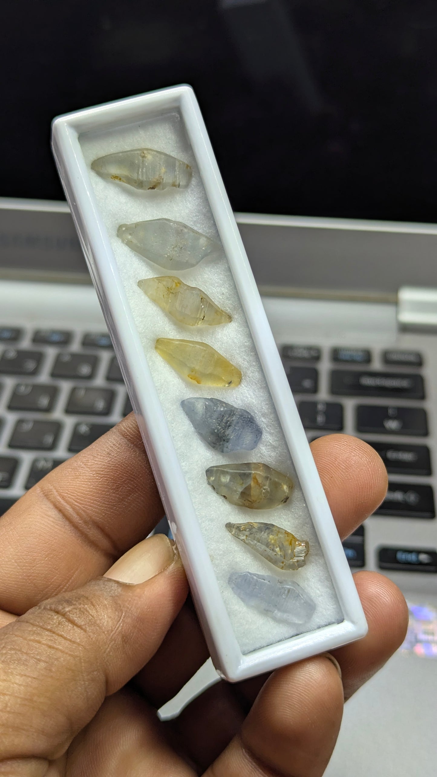 Natural Sapphire Crystal Parcel – 52 ct (8 Pieces) | Blue & Yellow Unheated Ceylon Crystals